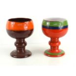 A pair of West German Fabiola style goblets with baluster stems, each 18cm high.