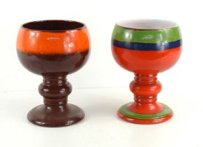 A pair of West German Fabiola style goblets with baluster stems, each 18cm high.