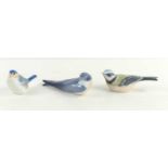 A group of three Royal Copenhagen bird figurines, numbers 130, 1505 and 104A, the biggest