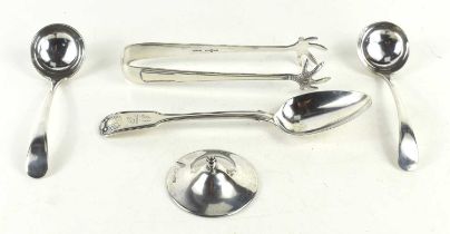 A Victorian silver tablespoon hallmarked for William Eaton together with two Walker & hall silver