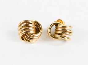 A pair of 9ct gold knot form stud earrings, 3g.