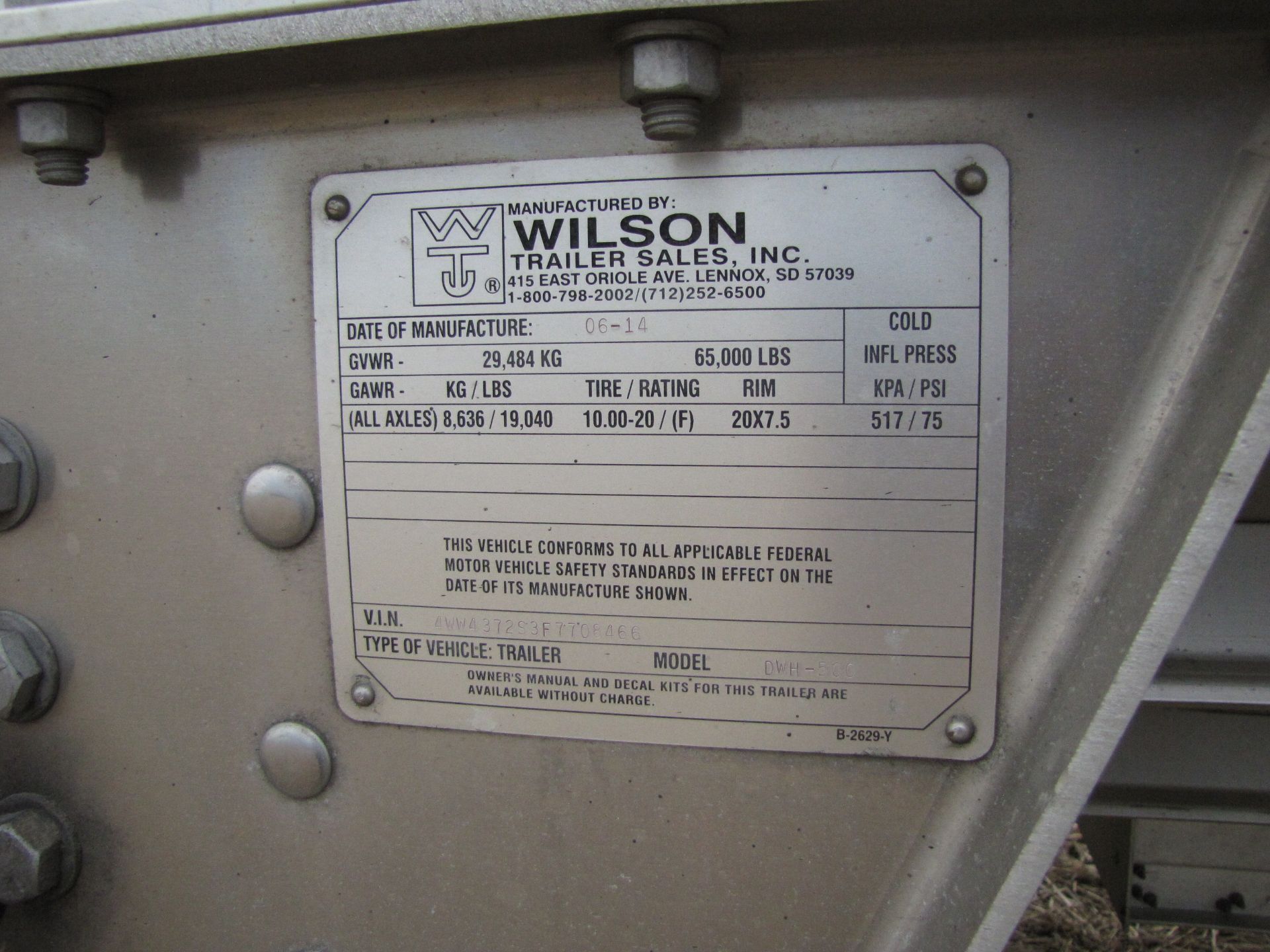37' 2015 Wilson alum hopper bottom trailer - Image 46 of 48