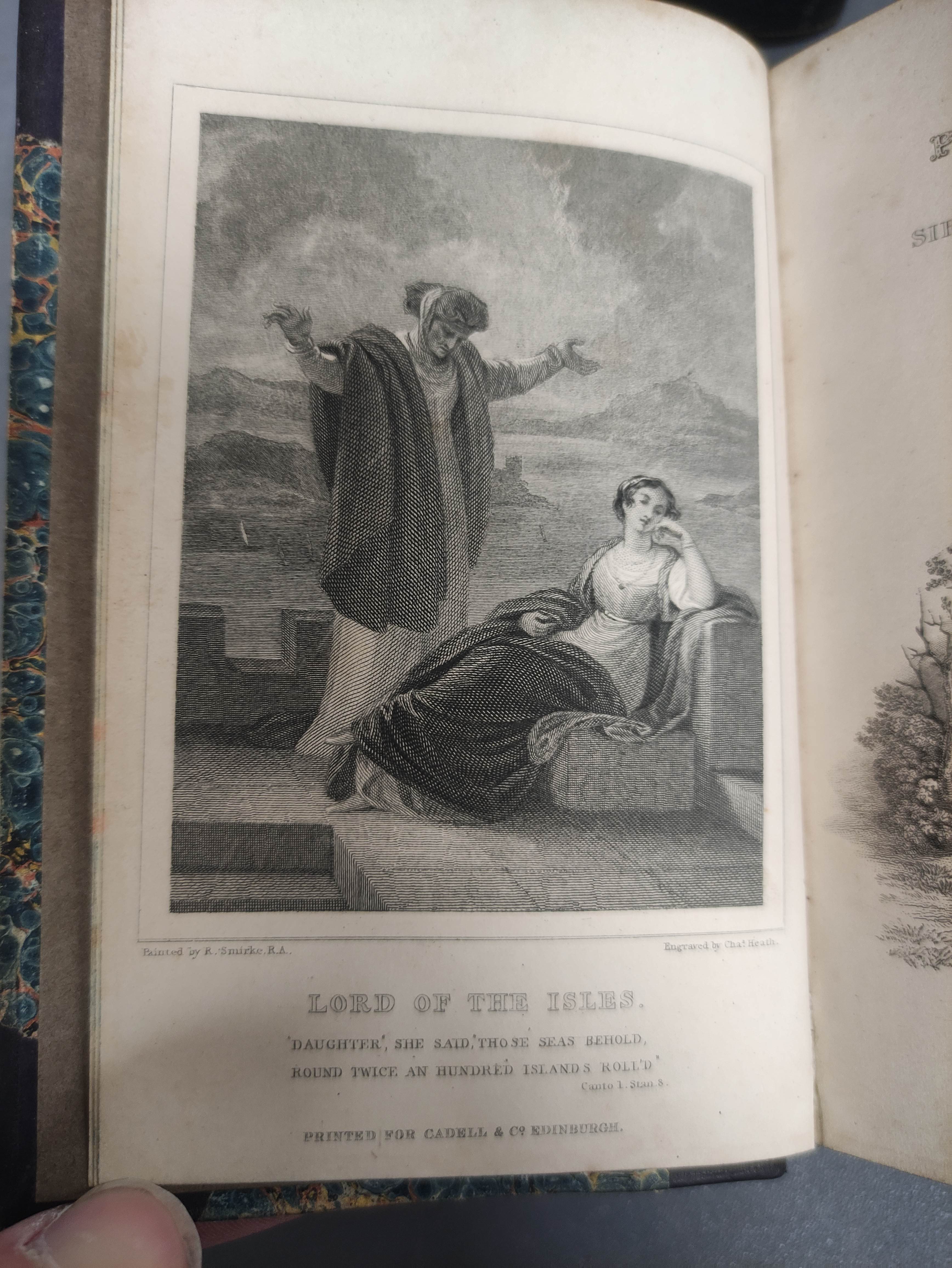 SCOTT SIR WALTER.  The Poetical Works. 11 vols. in six. Eng. frontis & titles. 16mo. Half dark calf. - Image 9 of 10