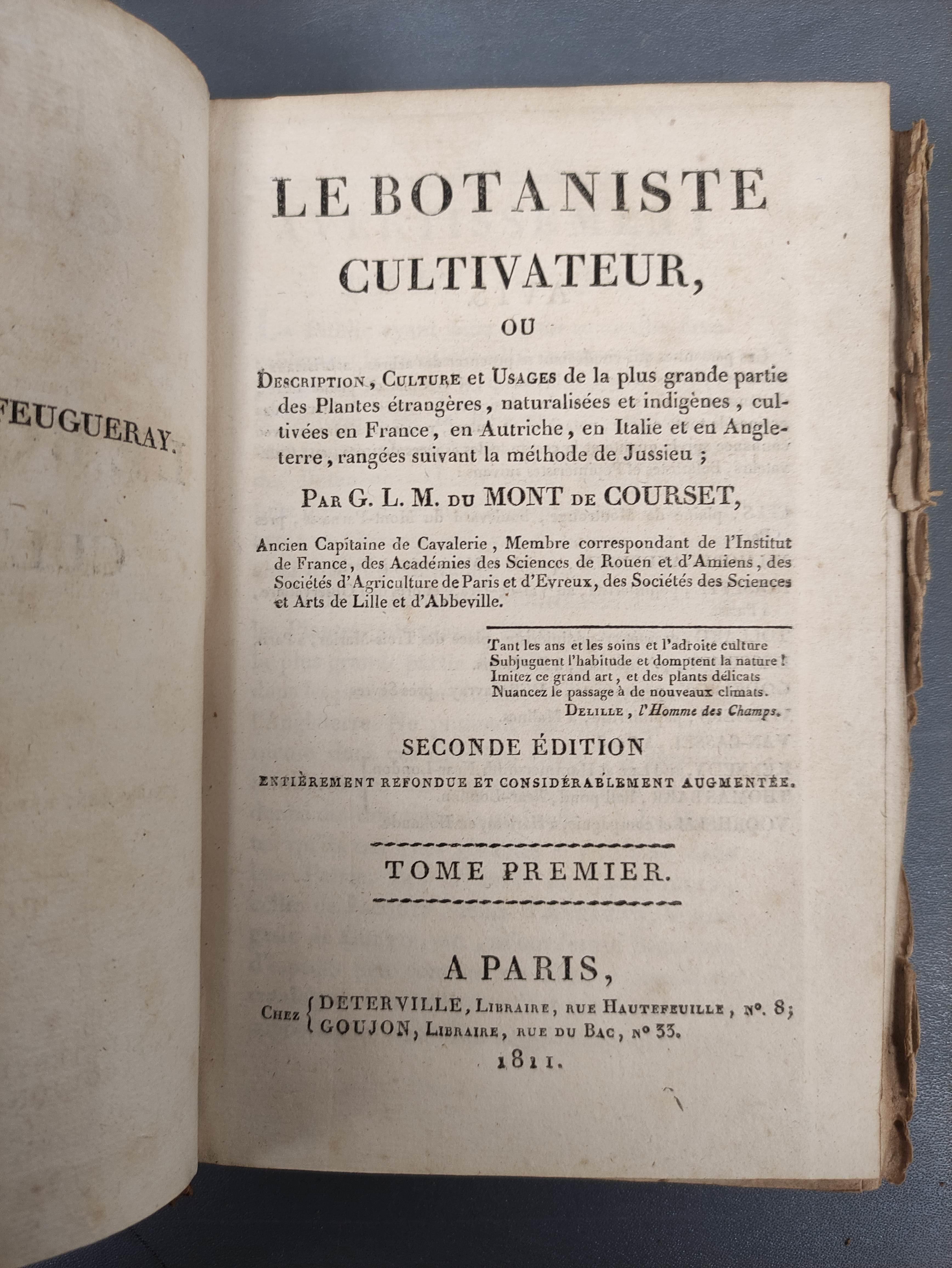 DU MONT DE COURSET G. L. M.  Le Botaniste Cultivateur. Vols. 1, 2, 3, & 7. Fldg. eng. plan. Qtr. - Image 3 of 11