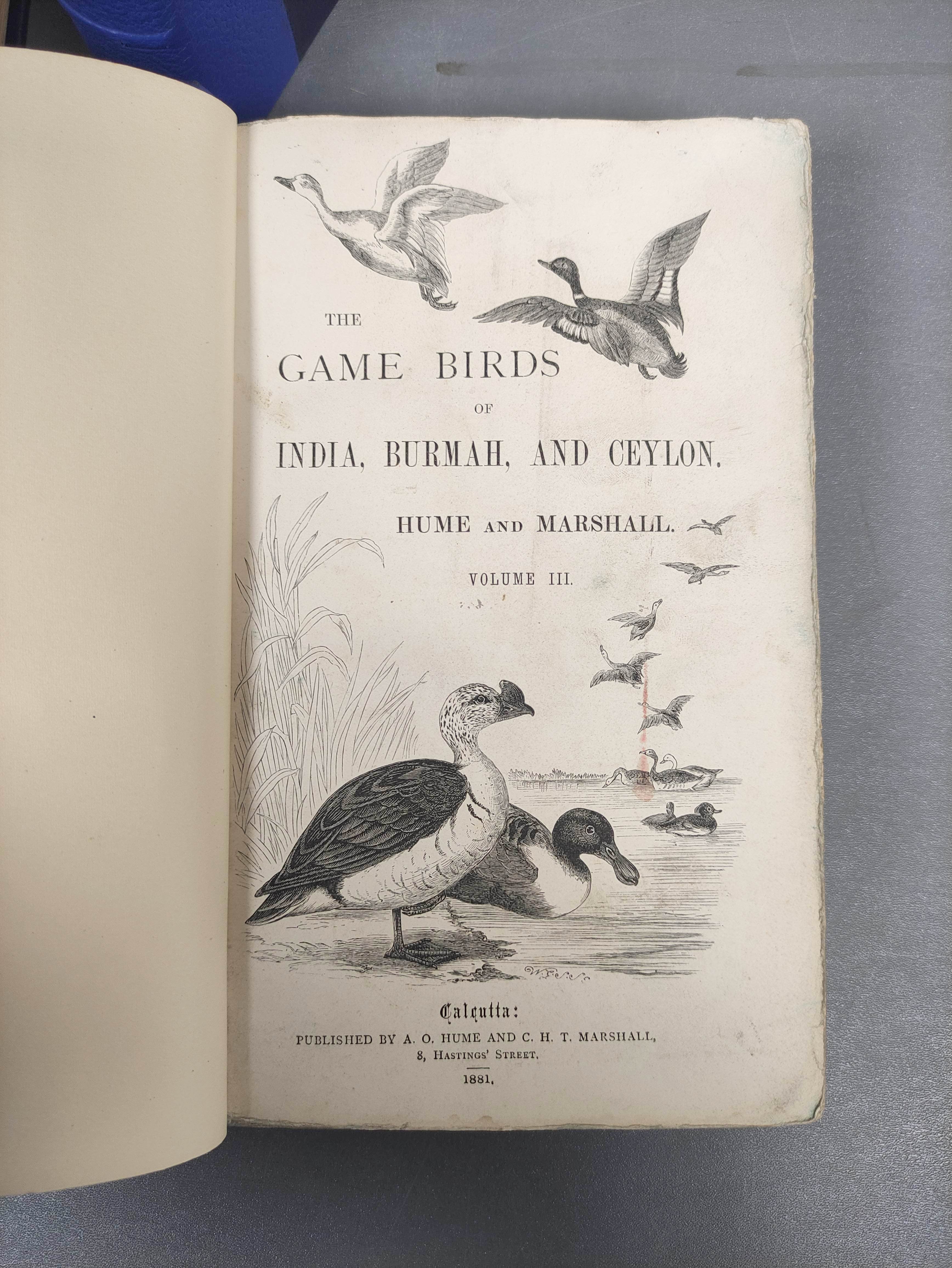 HUME A. O. & MARSHALL C. H. T. (Pubs).  The Game Birds of India, Burma & Ceylon. 3 vols. Eng. - Image 8 of 11