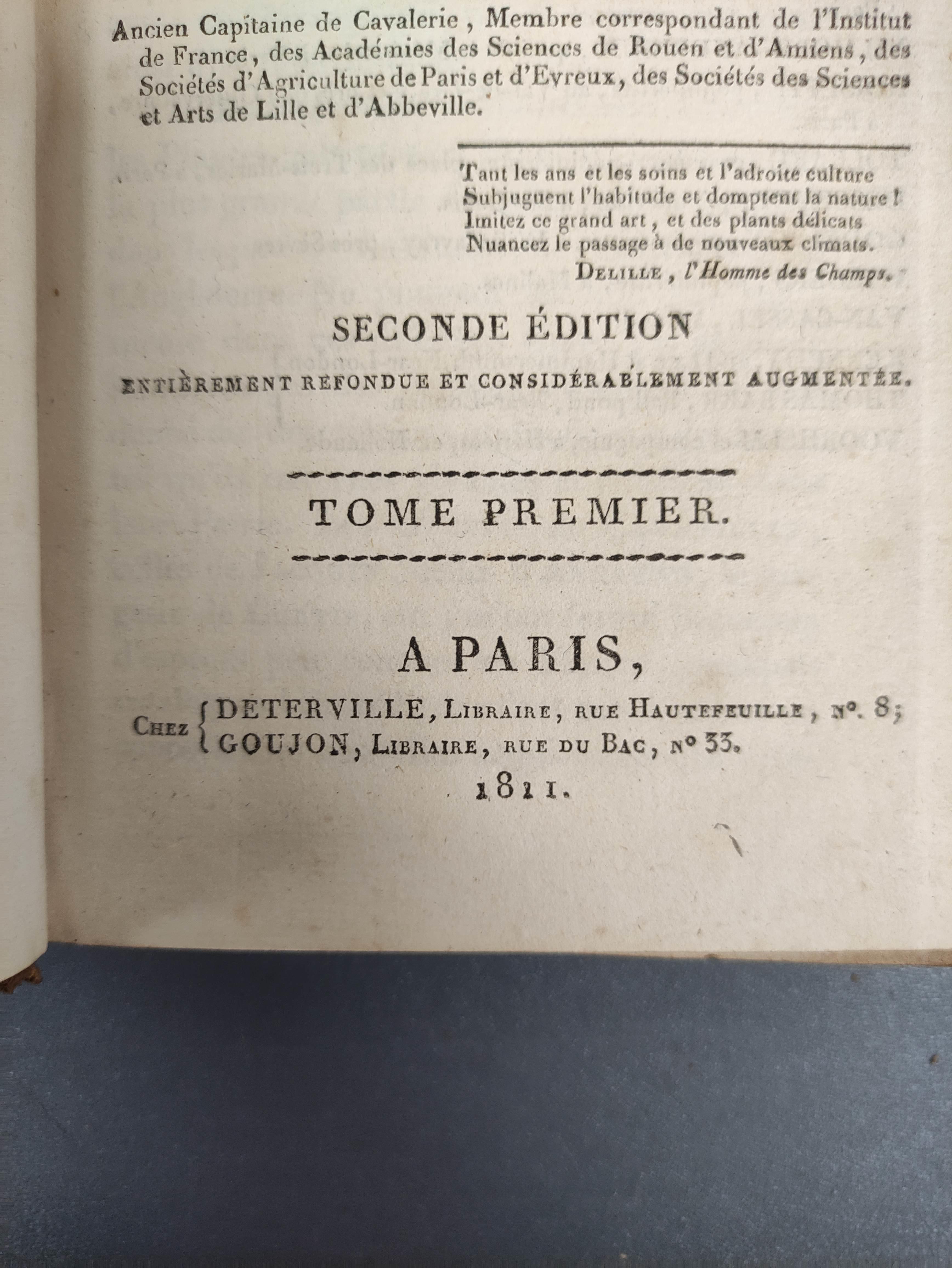 DU MONT DE COURSET G. L. M.  Le Botaniste Cultivateur. Vols. 1, 2, 3, & 7. Fldg. eng. plan. Qtr. - Image 4 of 11