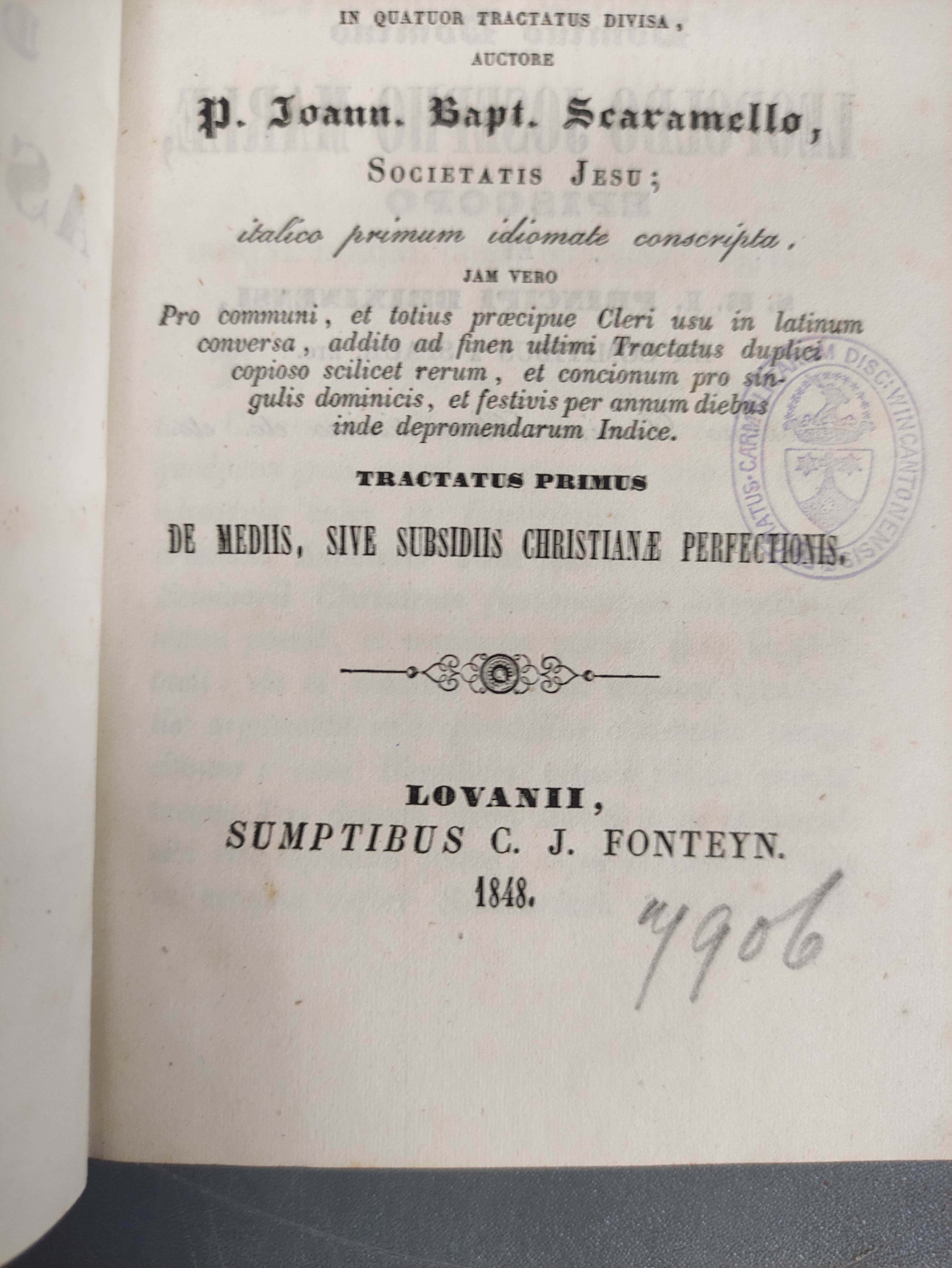 SCARAMELLO J. B.  Directorium Asceticum. 4 vols. Half vellum. Louvain, 1848. - Image 3 of 5