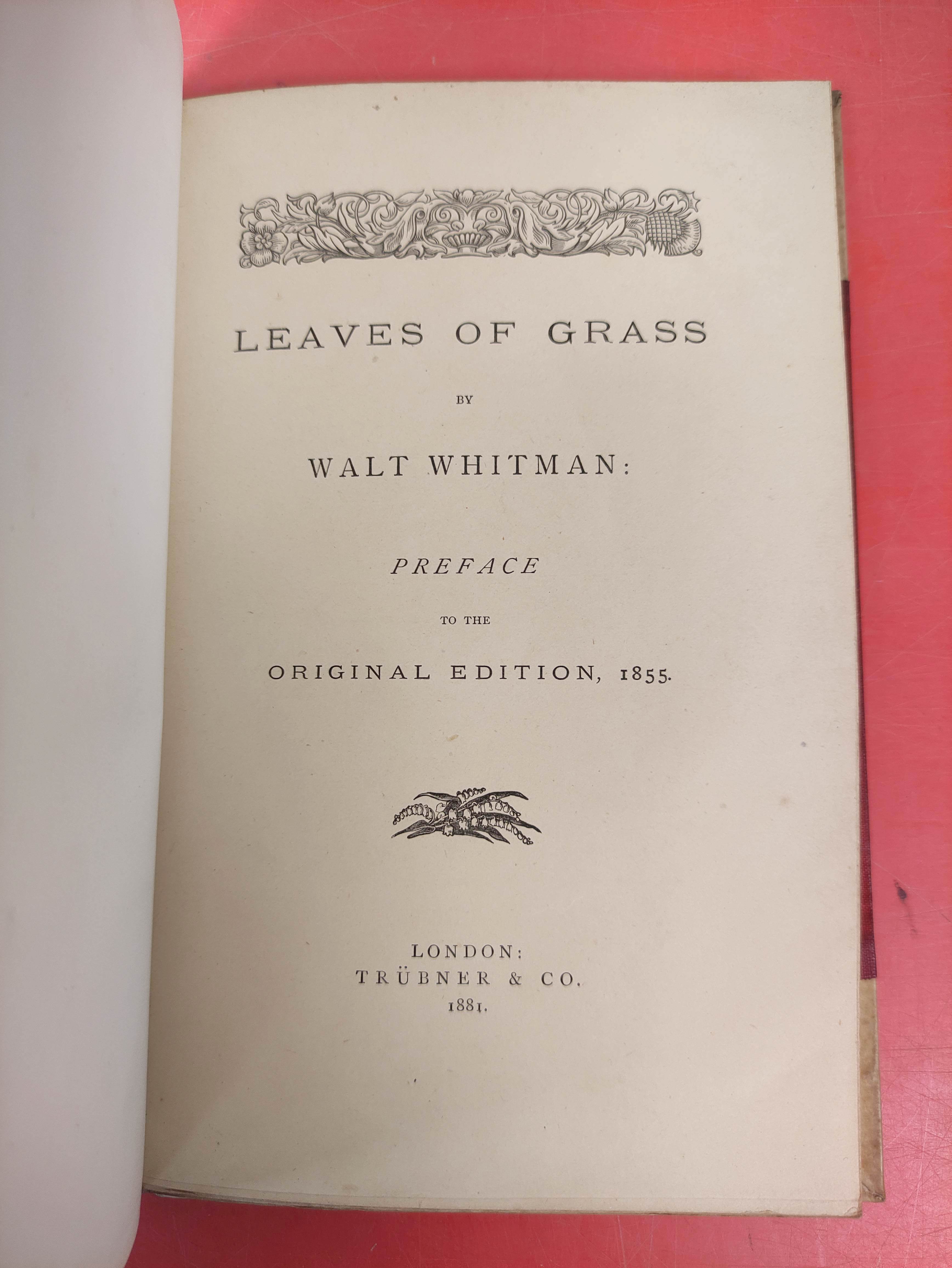 WHITMAN WALT.  Leaves of Grass, Preface to the Original Edition, 1855. 31pp plus bookseller's - Image 2 of 4