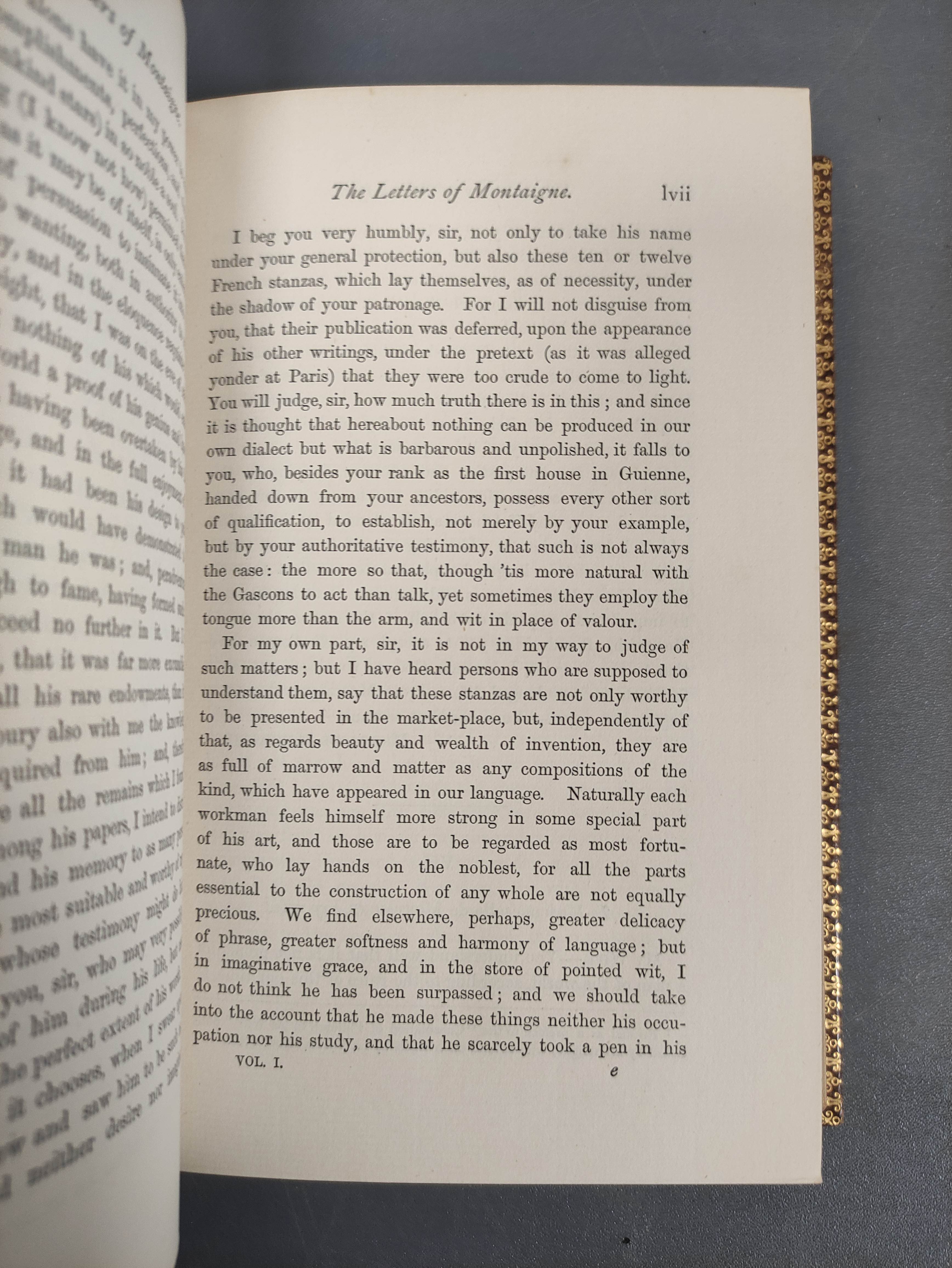DE MONTAIGNE.  Essays, trans. by Charles Cotton & edited by W. C. Hazlitt. 3 vols. Frontis. Nice - Image 7 of 7