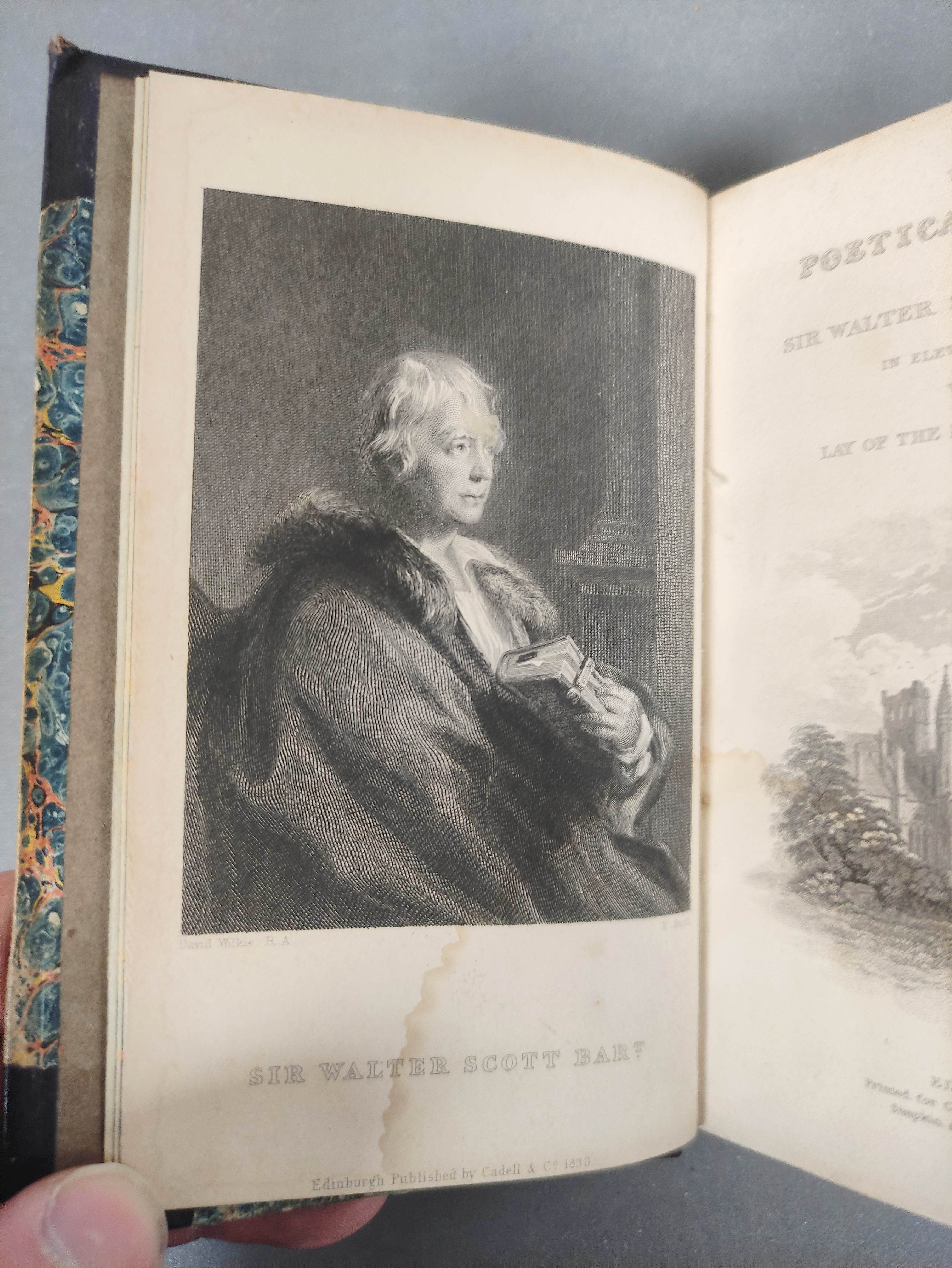 SCOTT SIR WALTER.  The Poetical Works. 11 vols. in six. Eng. frontis & titles. 16mo. Half dark calf. - Image 4 of 10
