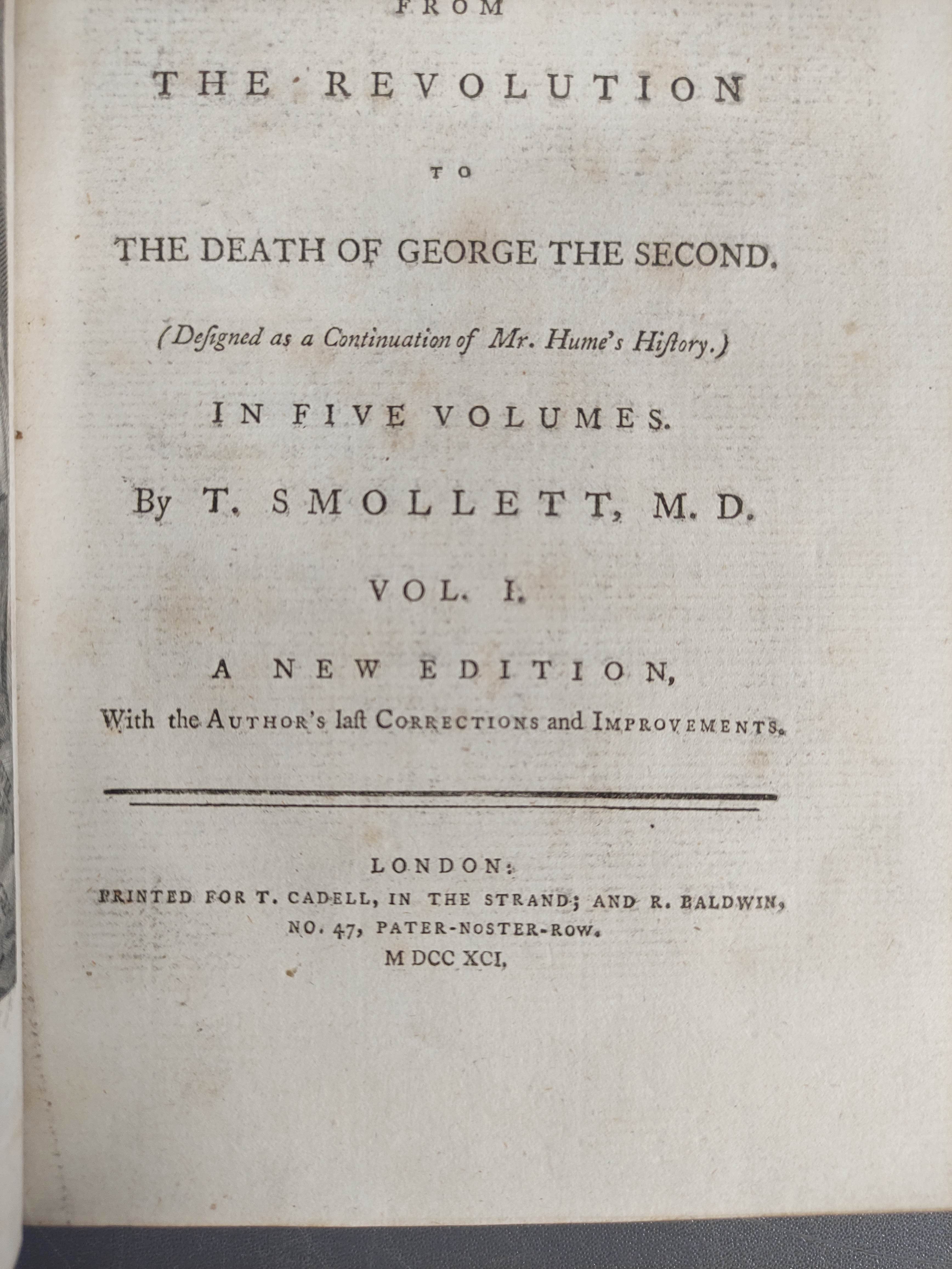 SMOLLETT TOBIAS.  The History of England from the Revolution to the Death of George the Second. 5 - Image 3 of 7