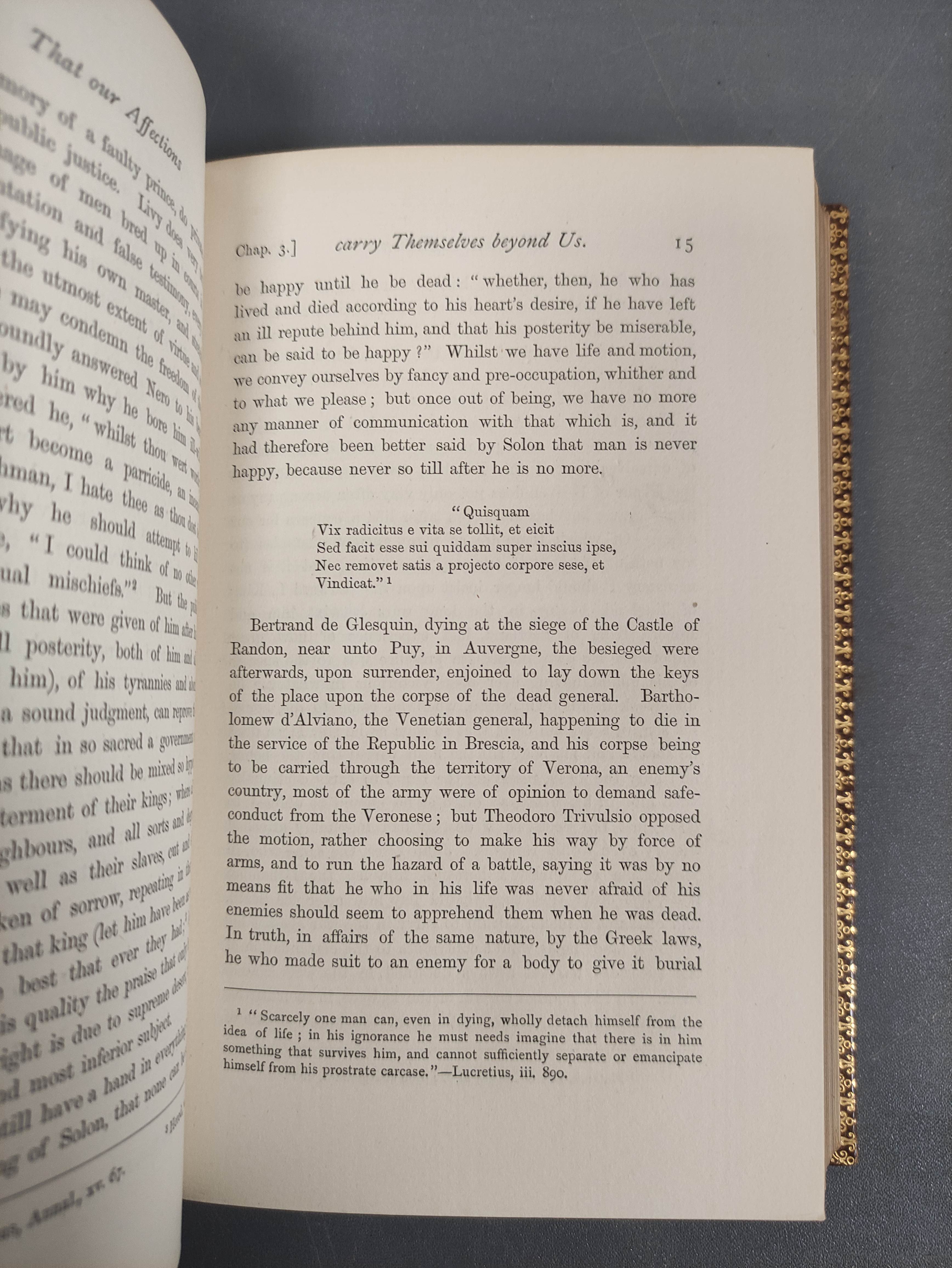 DE MONTAIGNE.  Essays, trans. by Charles Cotton & edited by W. C. Hazlitt. 3 vols. Frontis. Nice - Image 6 of 7