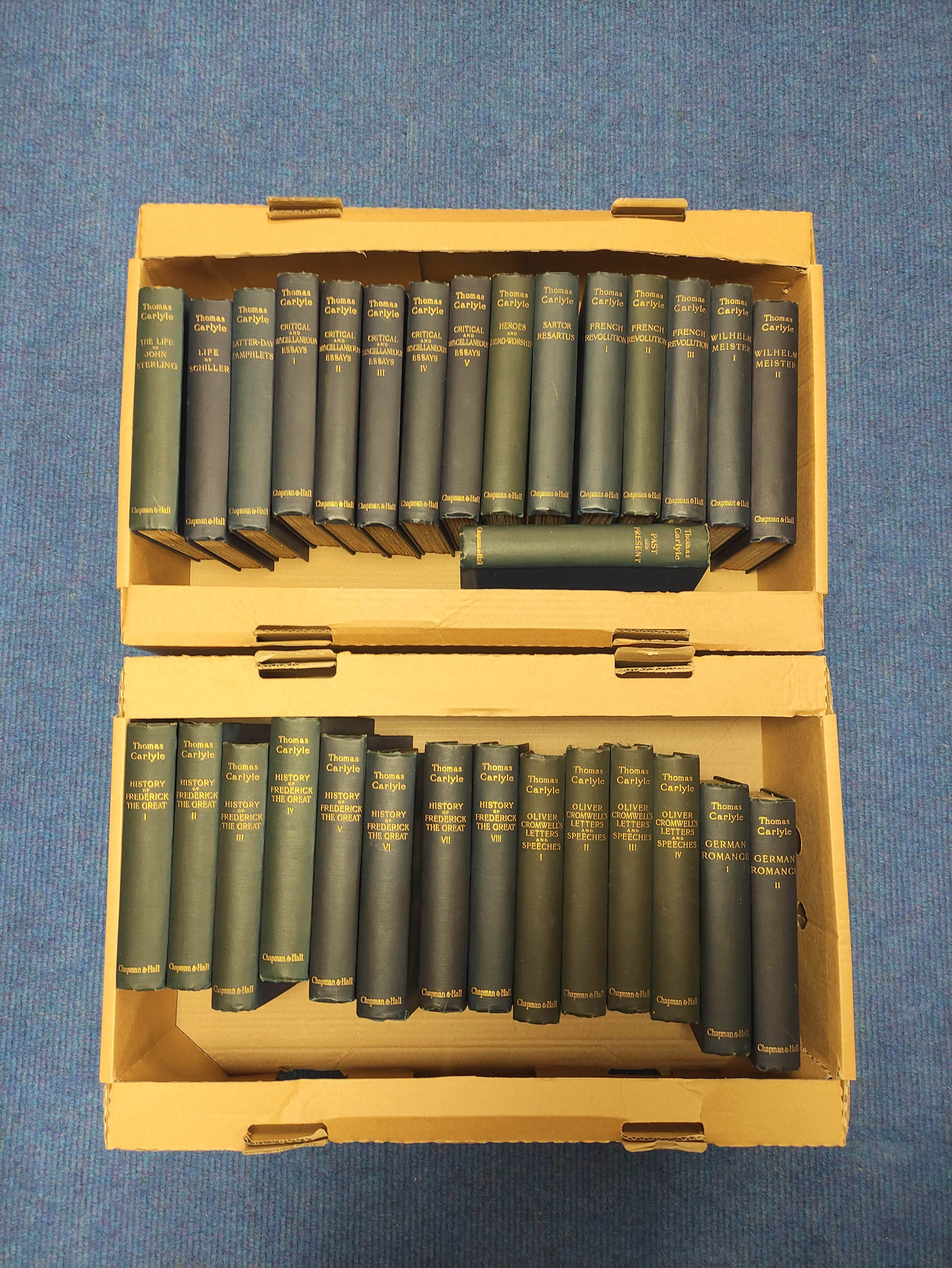 CARLYLE THOMAS.  The Works. The set of 30 vols. Illus. Blue cloth. Centenary Edition, 1890's.