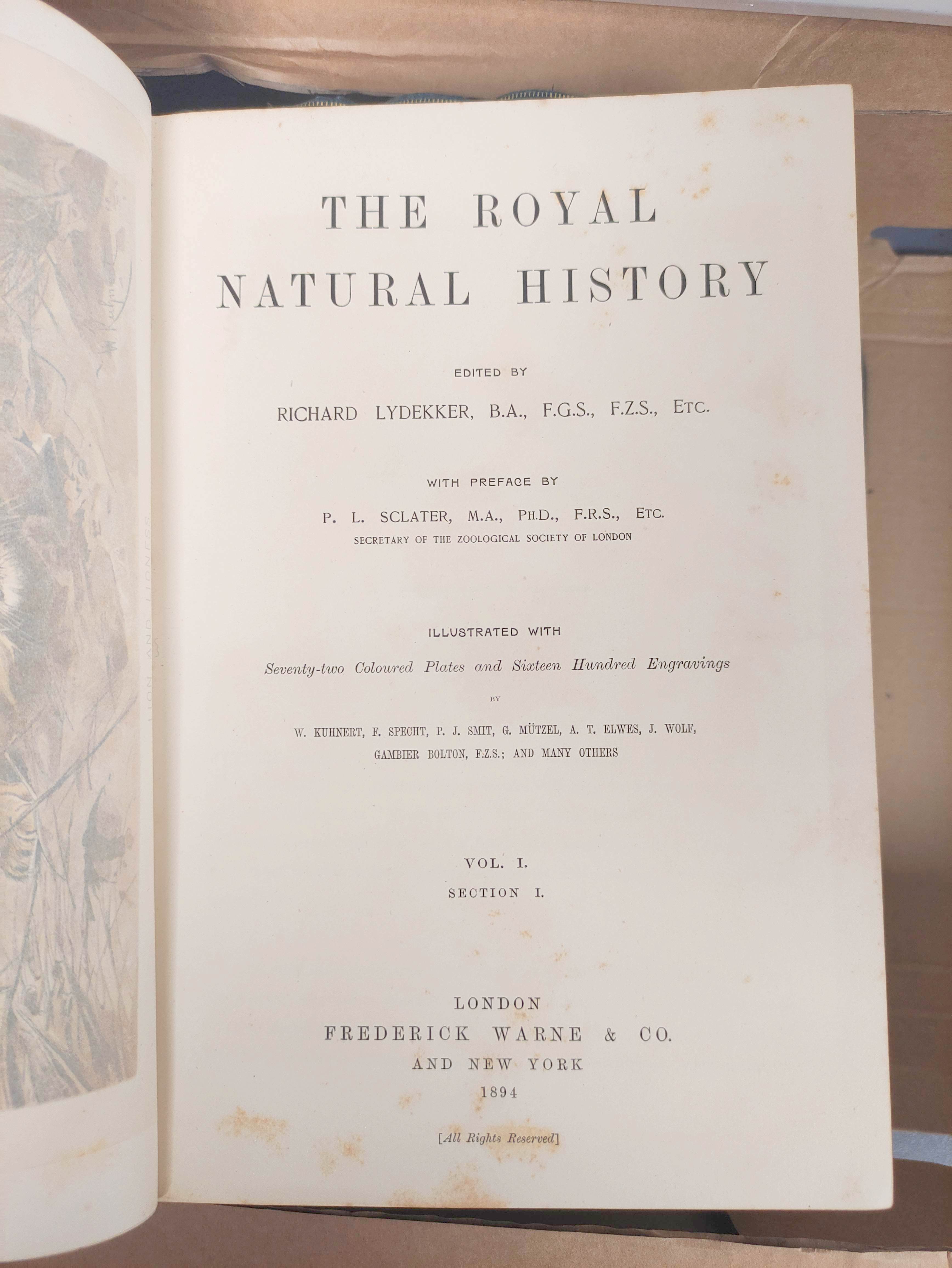 LYDEKKER RICHARD.  The Royal Natural History. 12 vols. Many col. plates & other illus. Royal 8vo. - Image 3 of 9