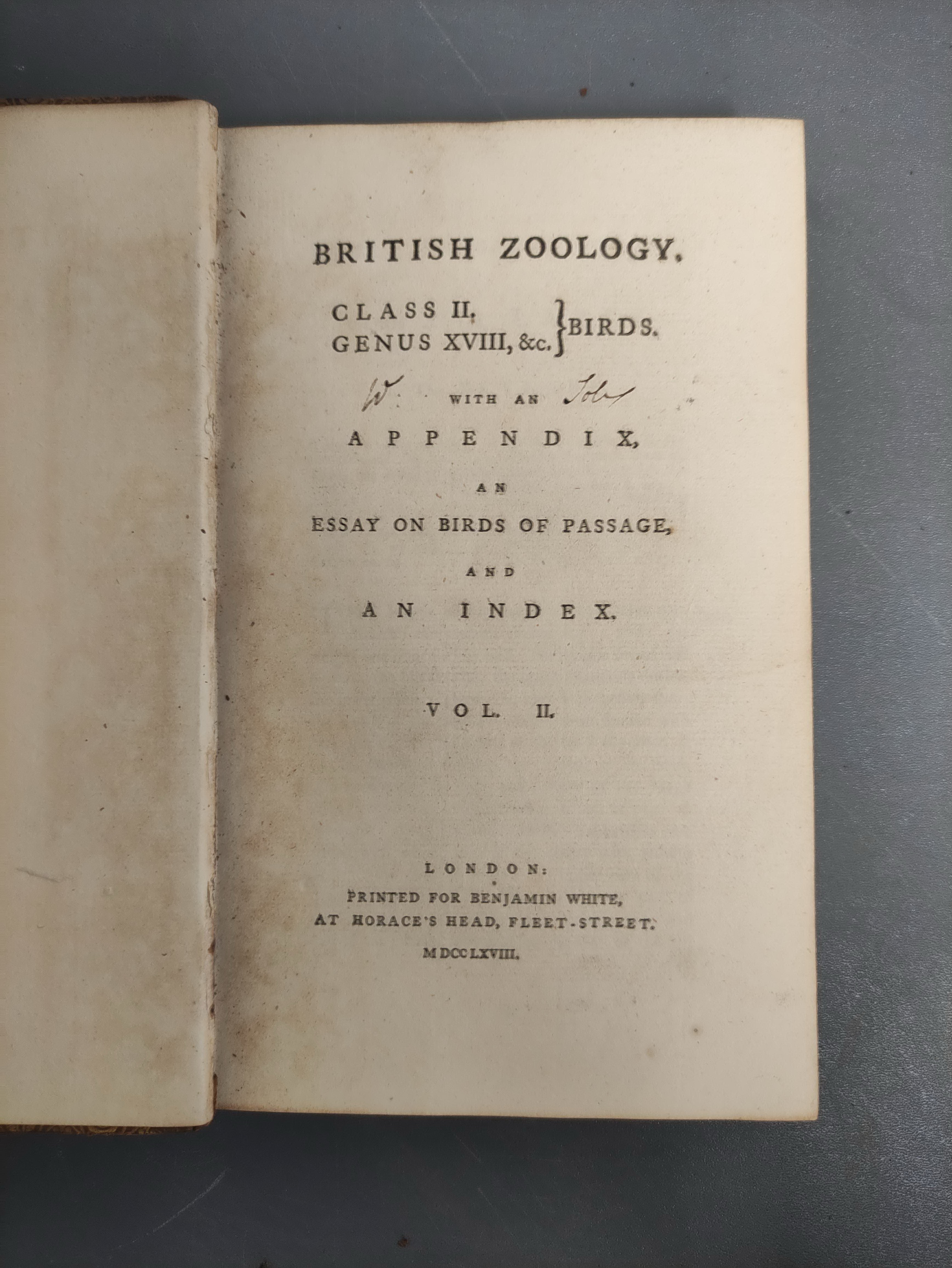 (PENNANT THOMAS).  British Zoology. 2 vols. 18 hand col. eng. plates. Poor bdgs. 1768. - Image 7 of 9