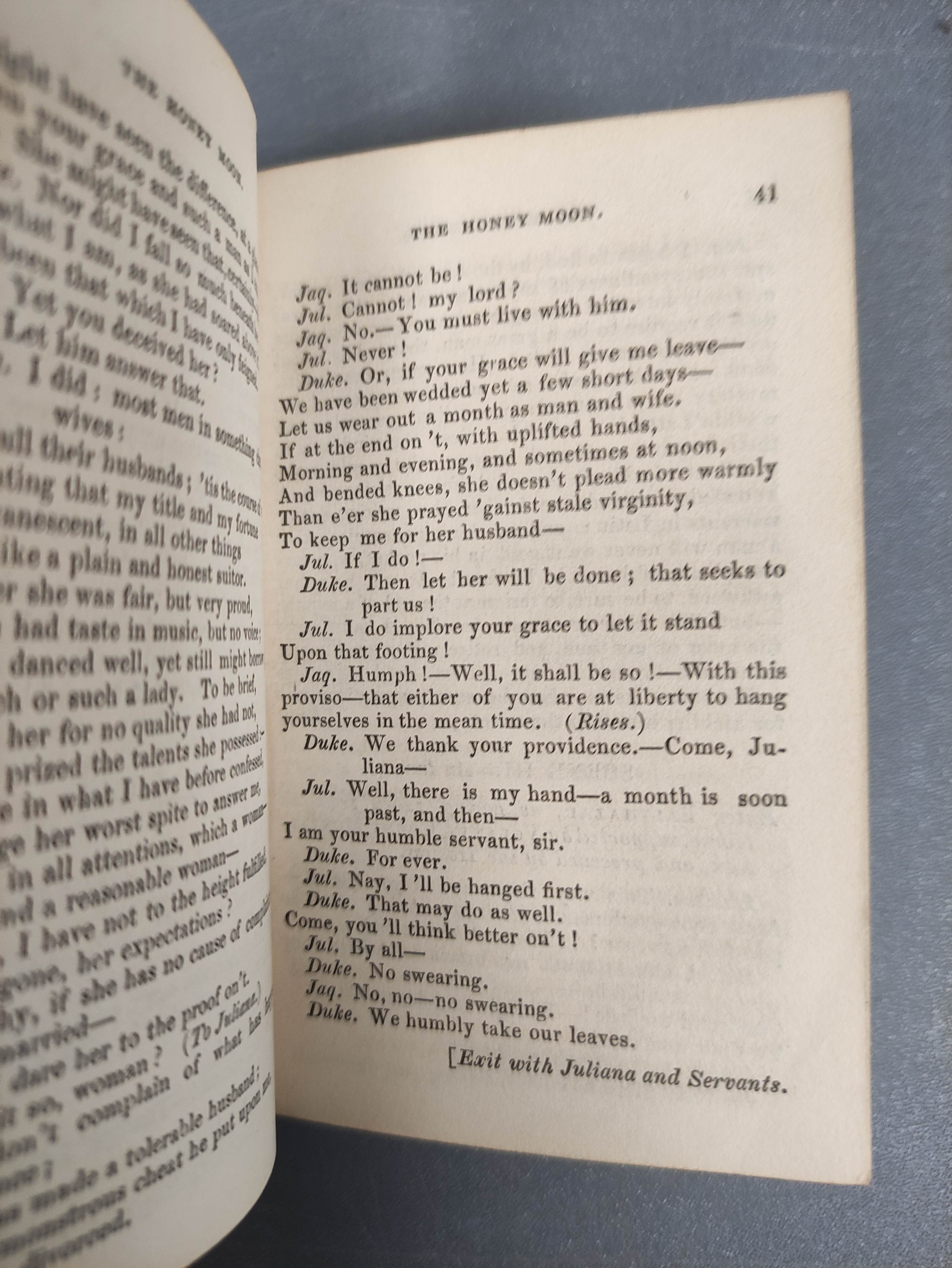 Plays.  4 small bound vols. of plays. 32mo. Half calf. C.1840's. - Image 4 of 5