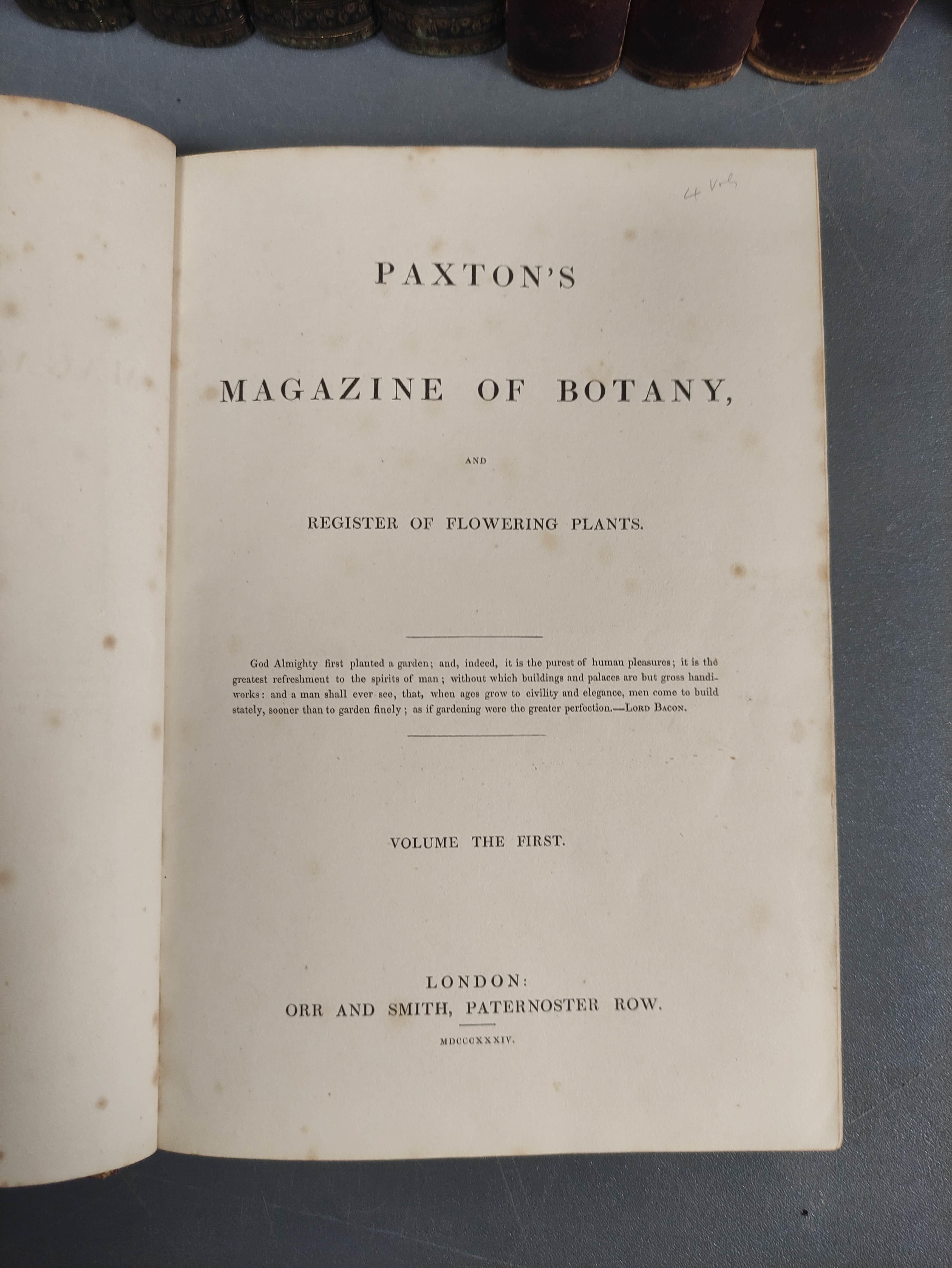 PAXTON JOSEPH.  Paxton's Magazine of Botany. Vols. 1 to 4. 151 hand col. plates plus text illus. - Image 4 of 11