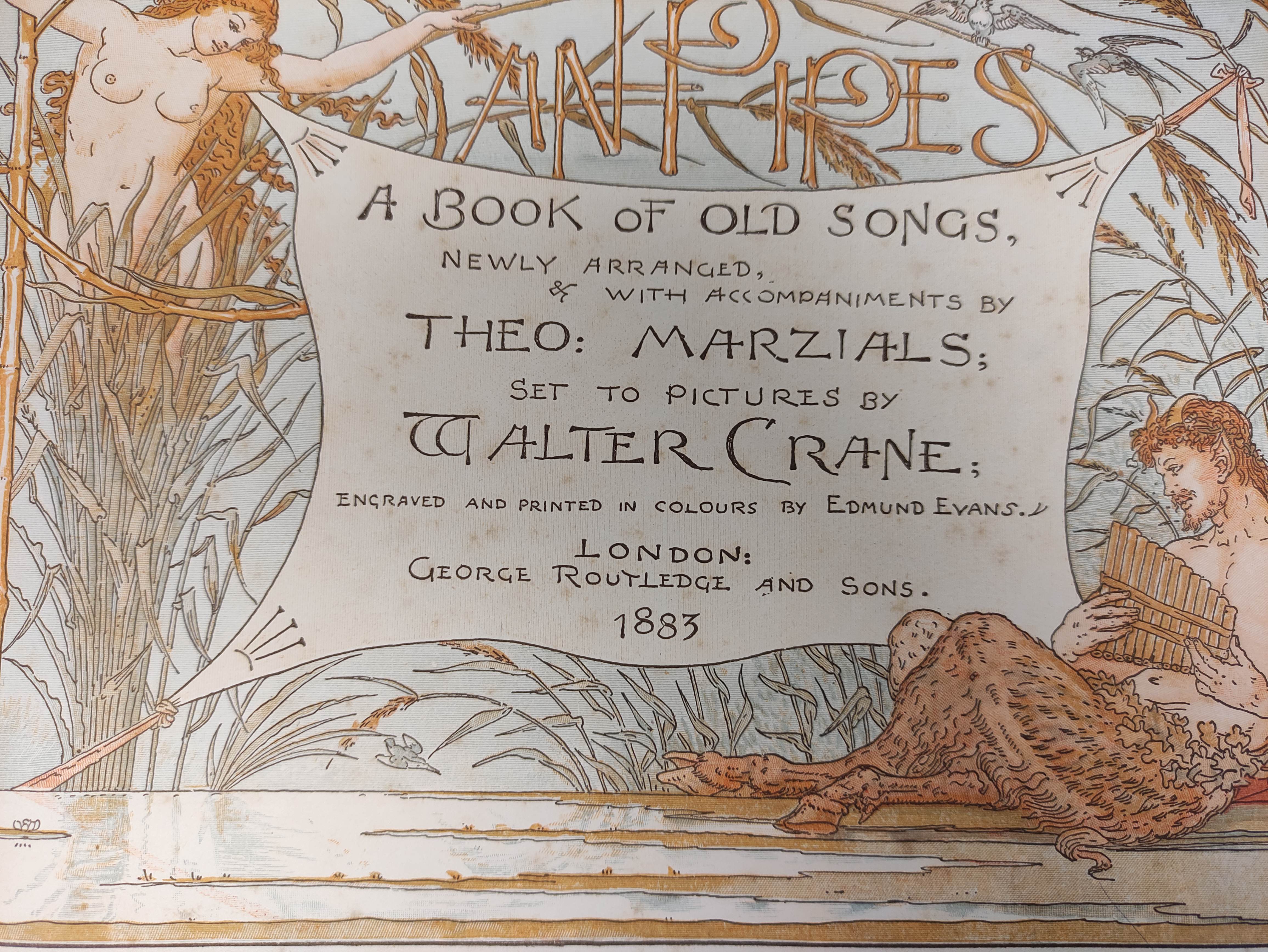 CRANE WALTER.  Pan Pipes, A Book of Old Songs. Col. illus. & decs. throughout. Oblong folio. Orig. - Image 9 of 11