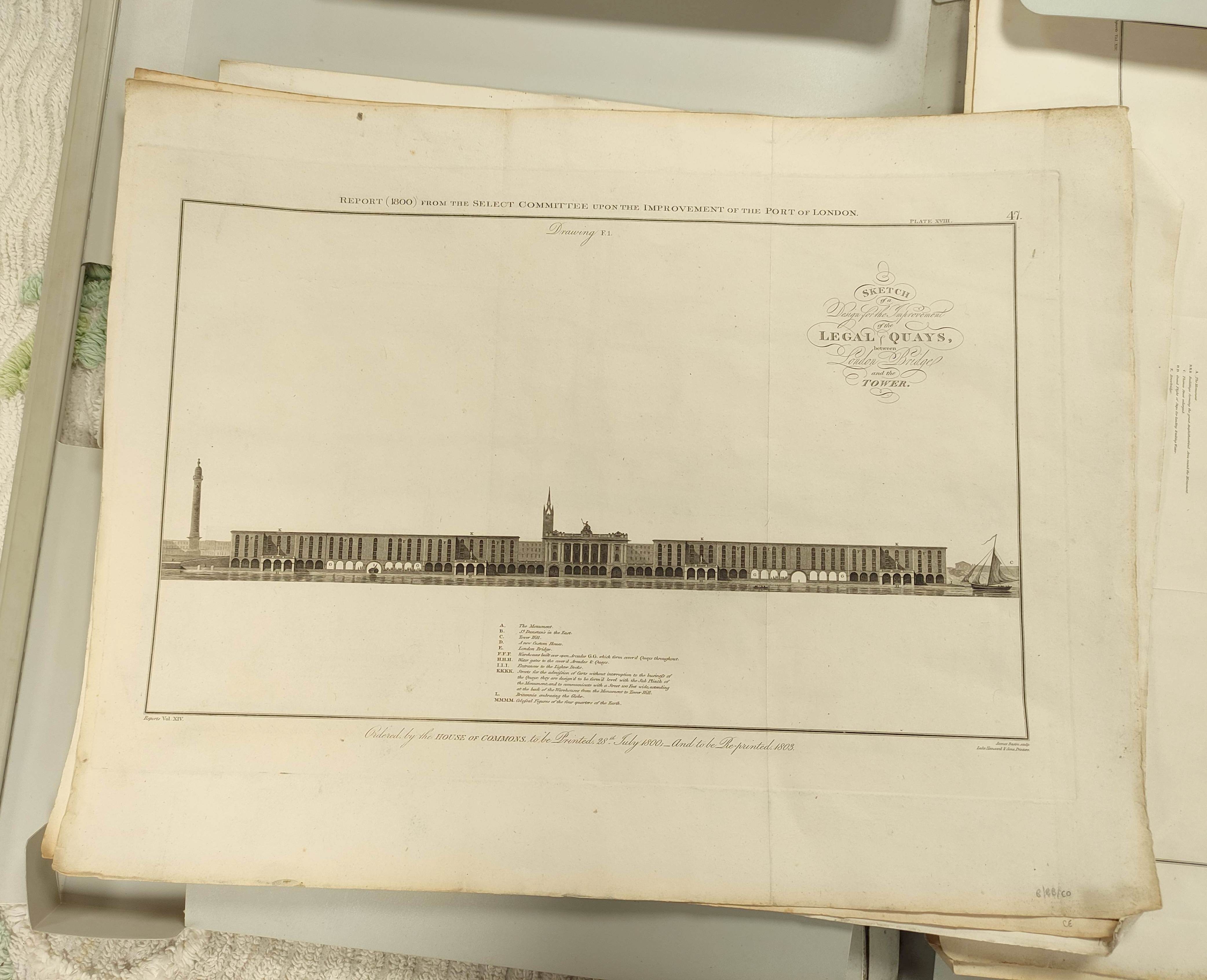 TELFORD & DOUGLASS.  2 engraved elevations & sections for London bridges; also 3 similar incl. - Image 6 of 13