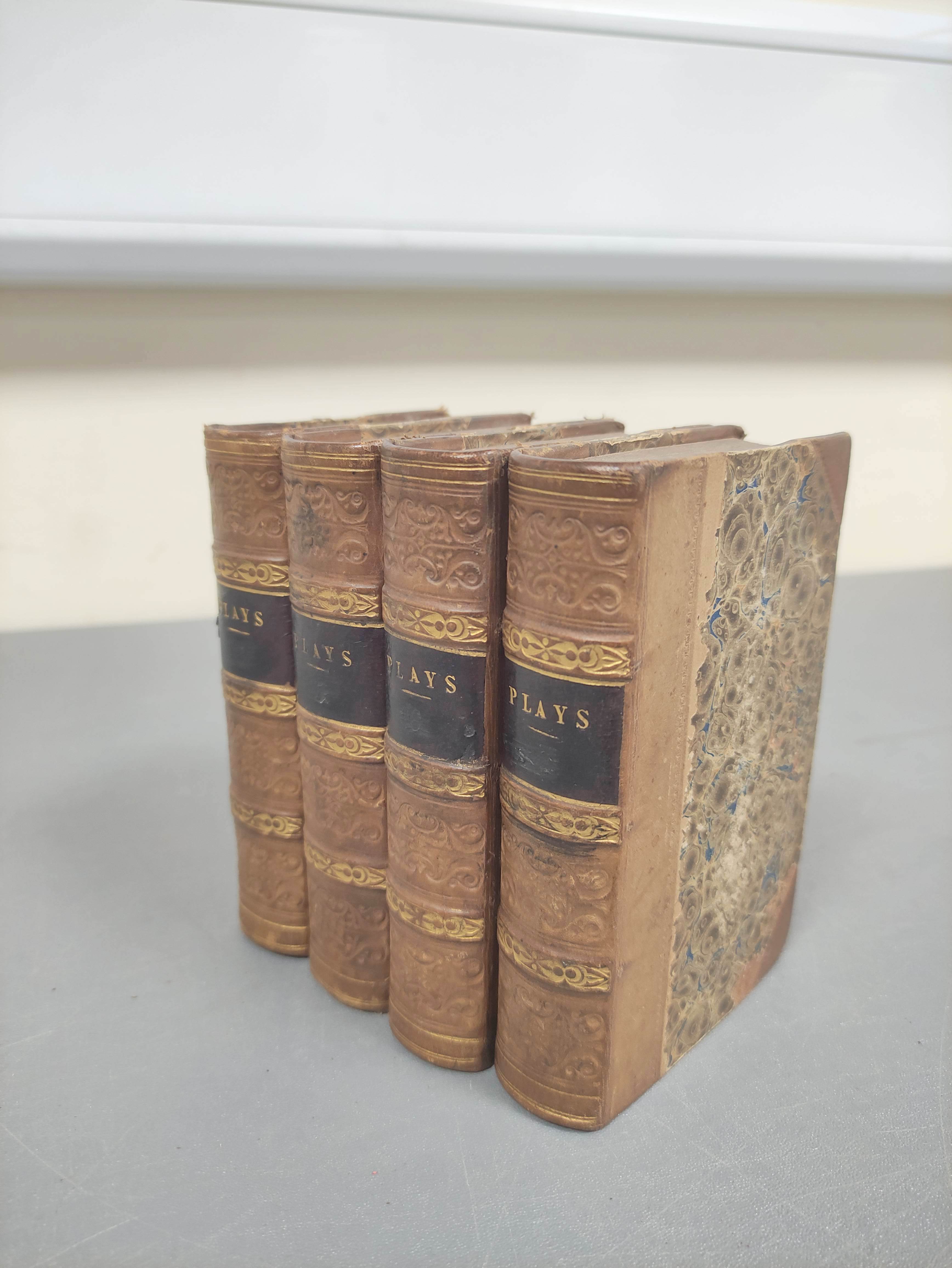 Plays.  4 small bound vols. of plays. 32mo. Half calf. C.1840's.