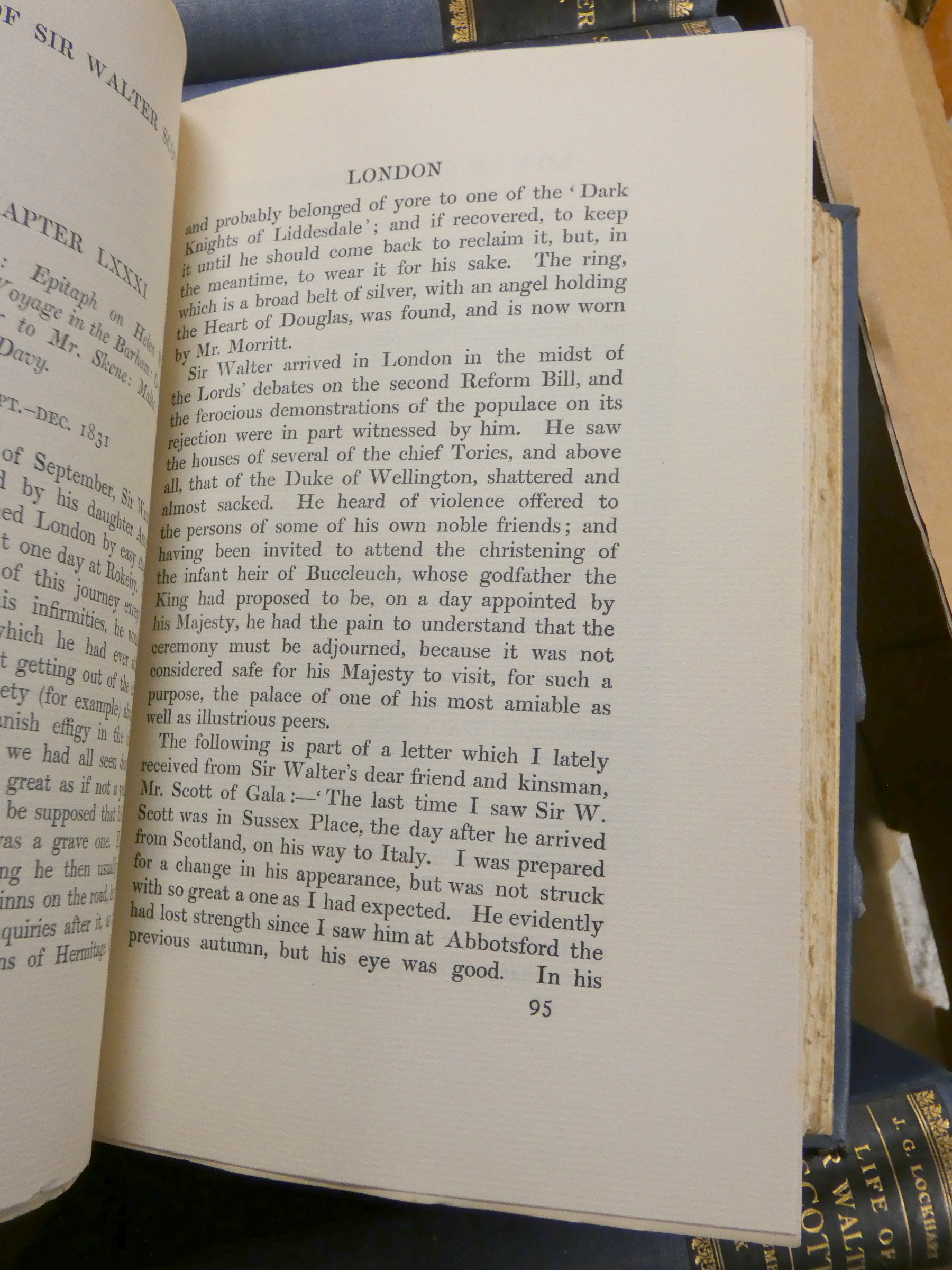 LOCKHART J. G.  Life of Sir Walter Scott. 10 vols. Frontis & illus. Orig. blue cloth with leather - Image 11 of 12