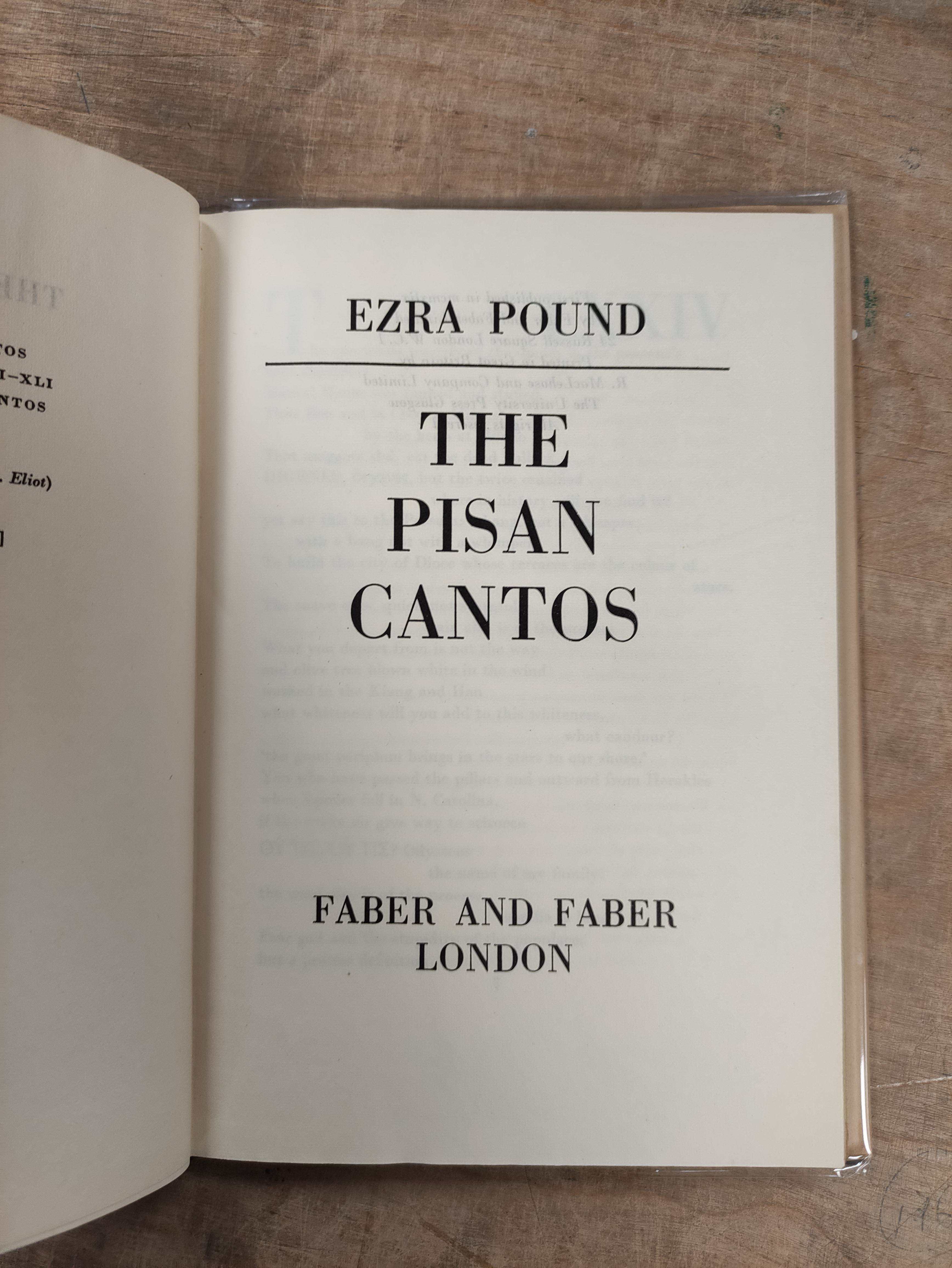 POUND EZRA.  The Pisan Cantos. Orig. dark cloth in good d.w. 1st UK ed., Faber, 1949; also Ezra - Image 8 of 9