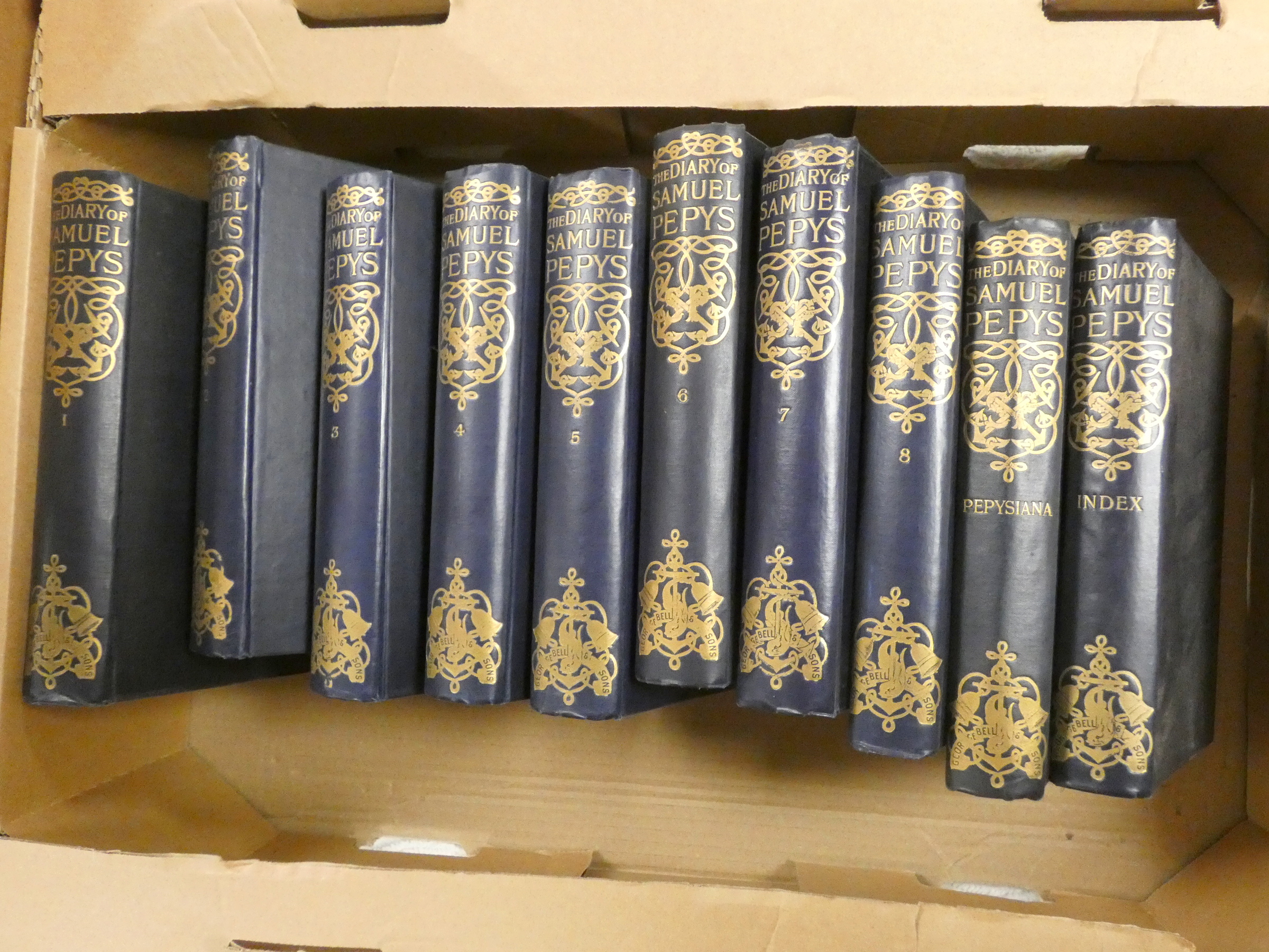 PEPYS SAMUEL.  The Diary with Pepysiana & Index, ed. by H. B. Wheatley. 10 vols. Illus. Orig. blue