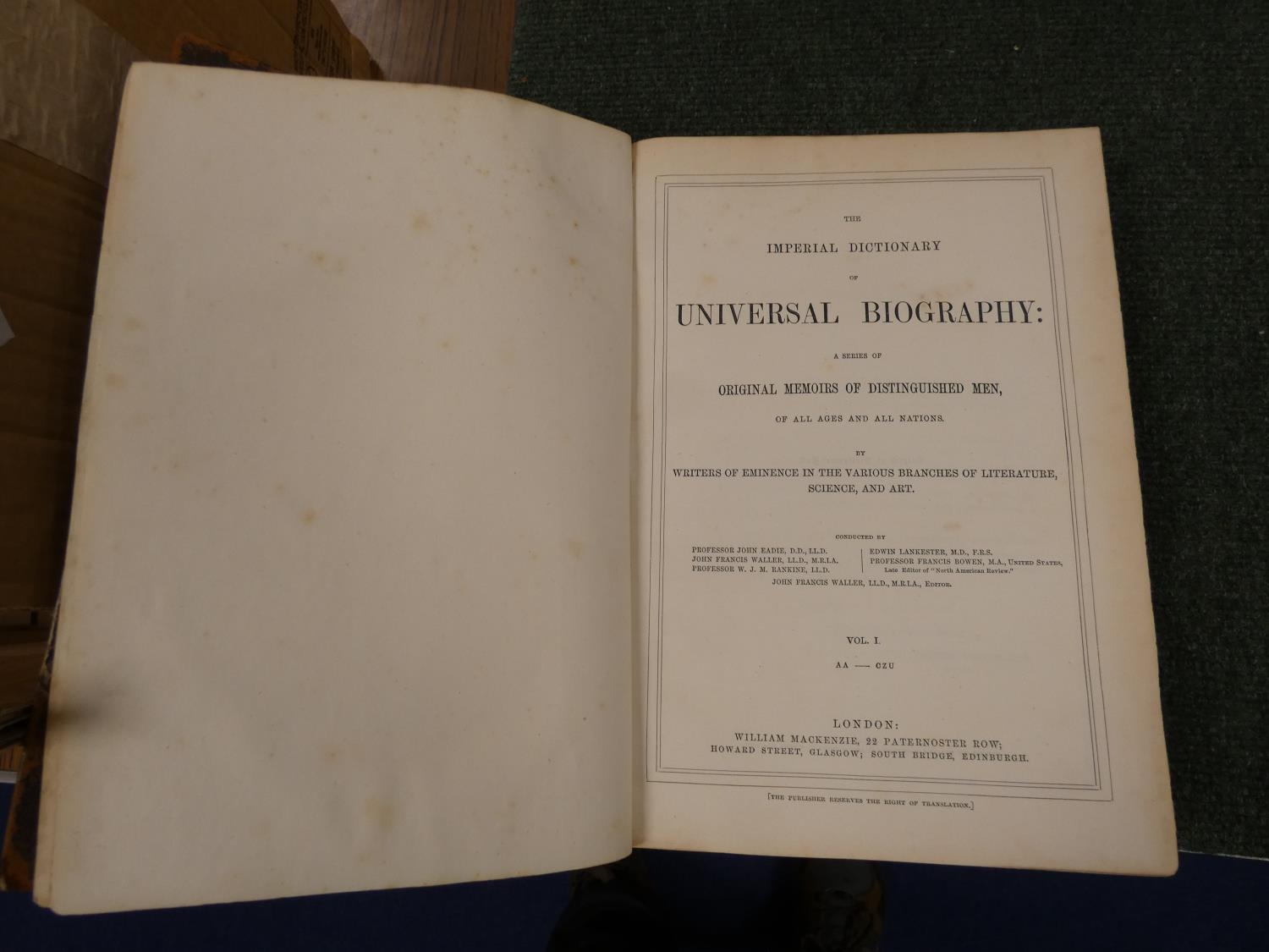 Portraits & Autographs.  6 vols. in defective bdgs., based on 3 vols. of The Imperial Dictionary