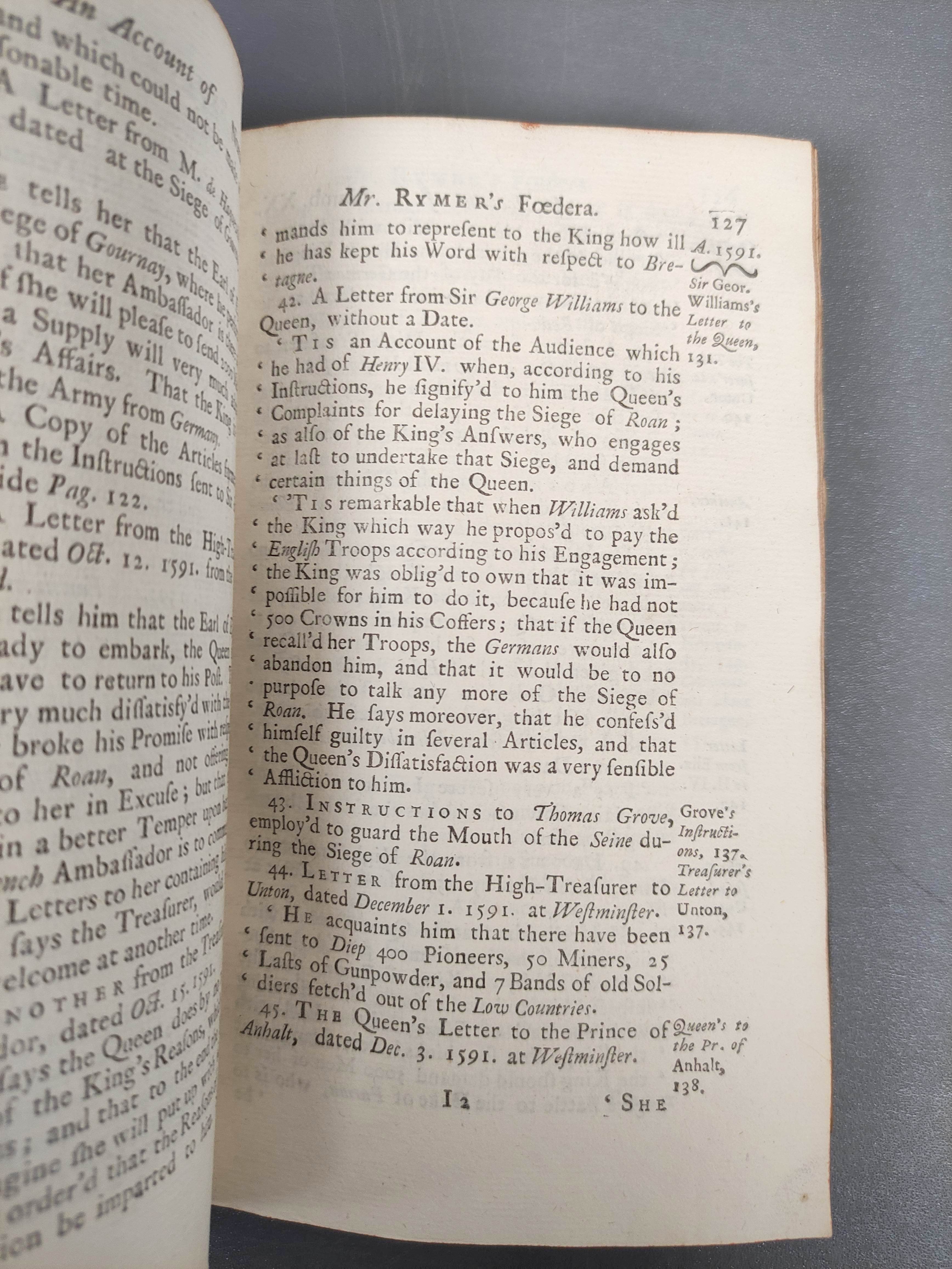 RAPIN M.  Acta Regia or An Historical Account in Order of Time. 4 vols. Eng. plates. Old calf, - Image 9 of 10