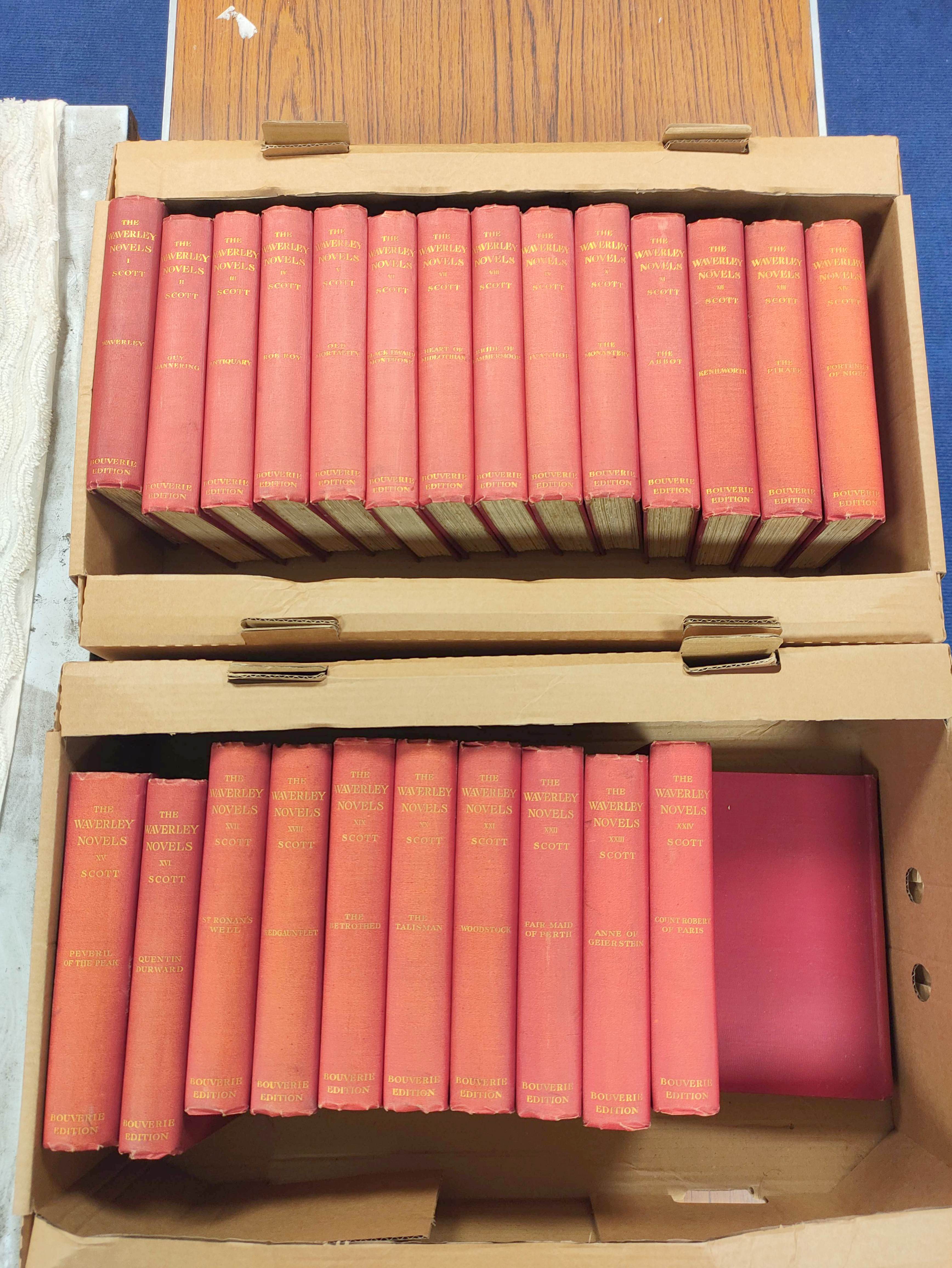 SCOTT SIR WALTER.  The Waverley Novels. The set of 25 vols. Frontis & eng. titles. Red cloth, a good