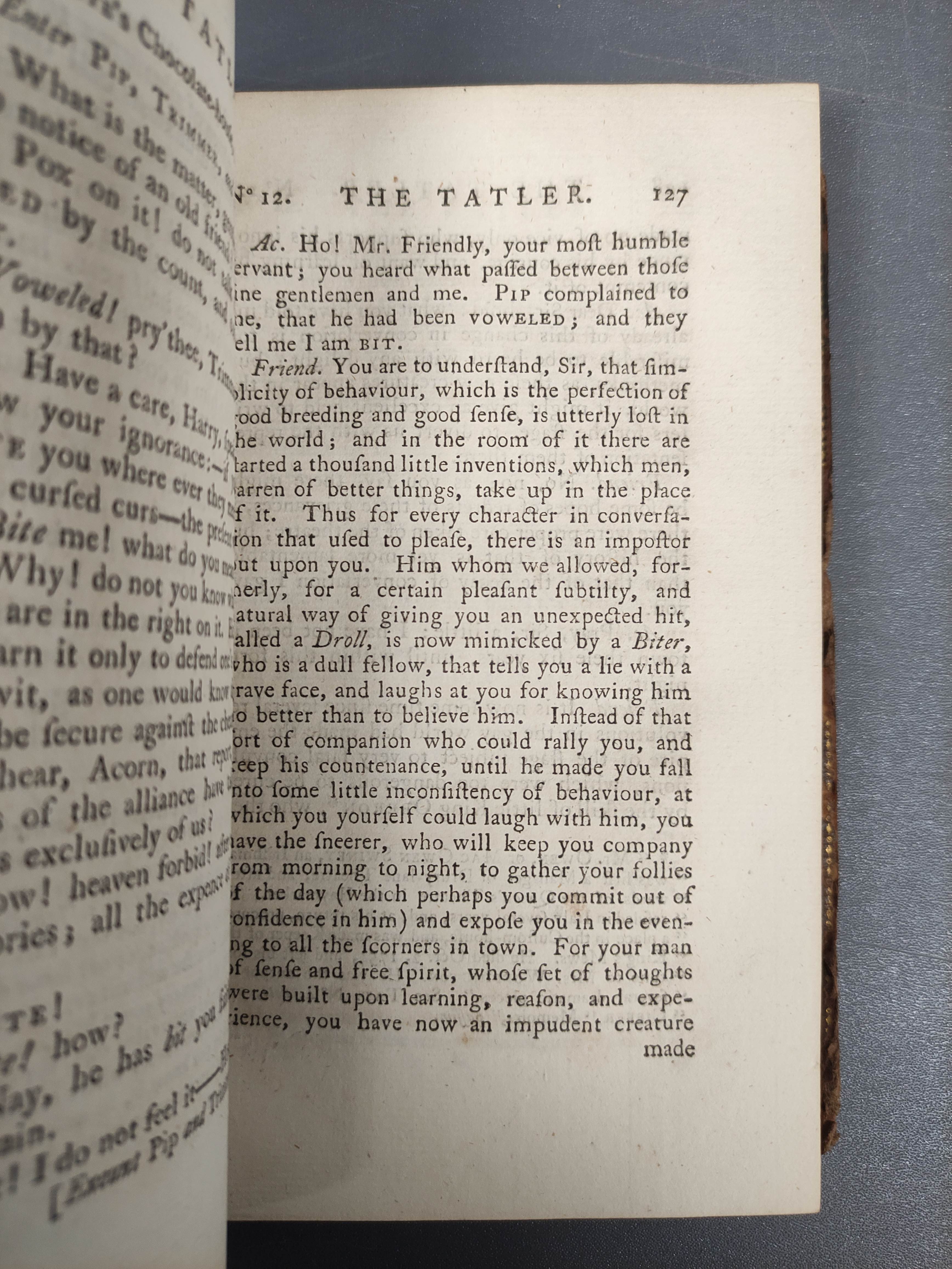 The Tatler.  4 vols. Eng. title vignettes. Rebacked old calf. 1789. - Image 5 of 6