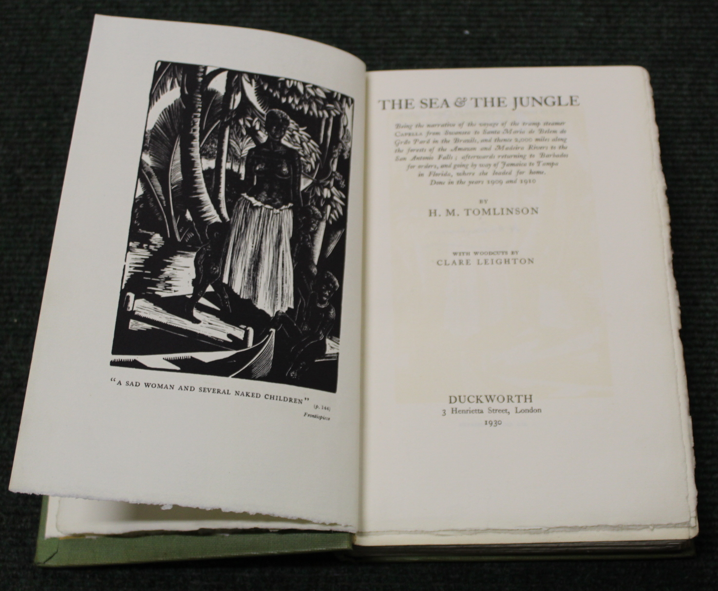 TOMLINSON H. M.  The Sea & the Jungle. Signed ltd. ed. 495/515. Woodcut illus. by Clare Leighton. - Image 16 of 32