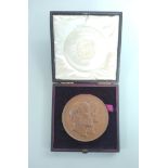 Medal: Cased City of London School, New Buildings 1882 bronze medal. OBV busts of Albert Edward &