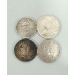 United Kingdom. Victoria. Four silver coins comprising of an 1887 half crown in EX condition with