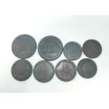 Canada & Provinces: Lot to include New Brunswick 1843 & 1844 one penny tokens, two 1843 and an