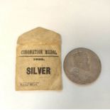 Medal. 1902 Edward VII silver coronation medal D31mm G.W De Saulles.