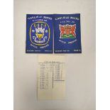 Carlisle United Official Football Handbooks dated 1965-1966, 1966-67 and a fixtures and results