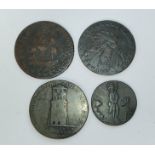 Scotland Provinces. Scarce 18th century copper trade tokens to include a 1795 Dundee halfpenny, a