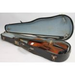 Cased violin with bow.