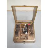 Watchmakers Tools: Vintage Japanese Meikosha (MKS) staking set in wooden case with a selection of