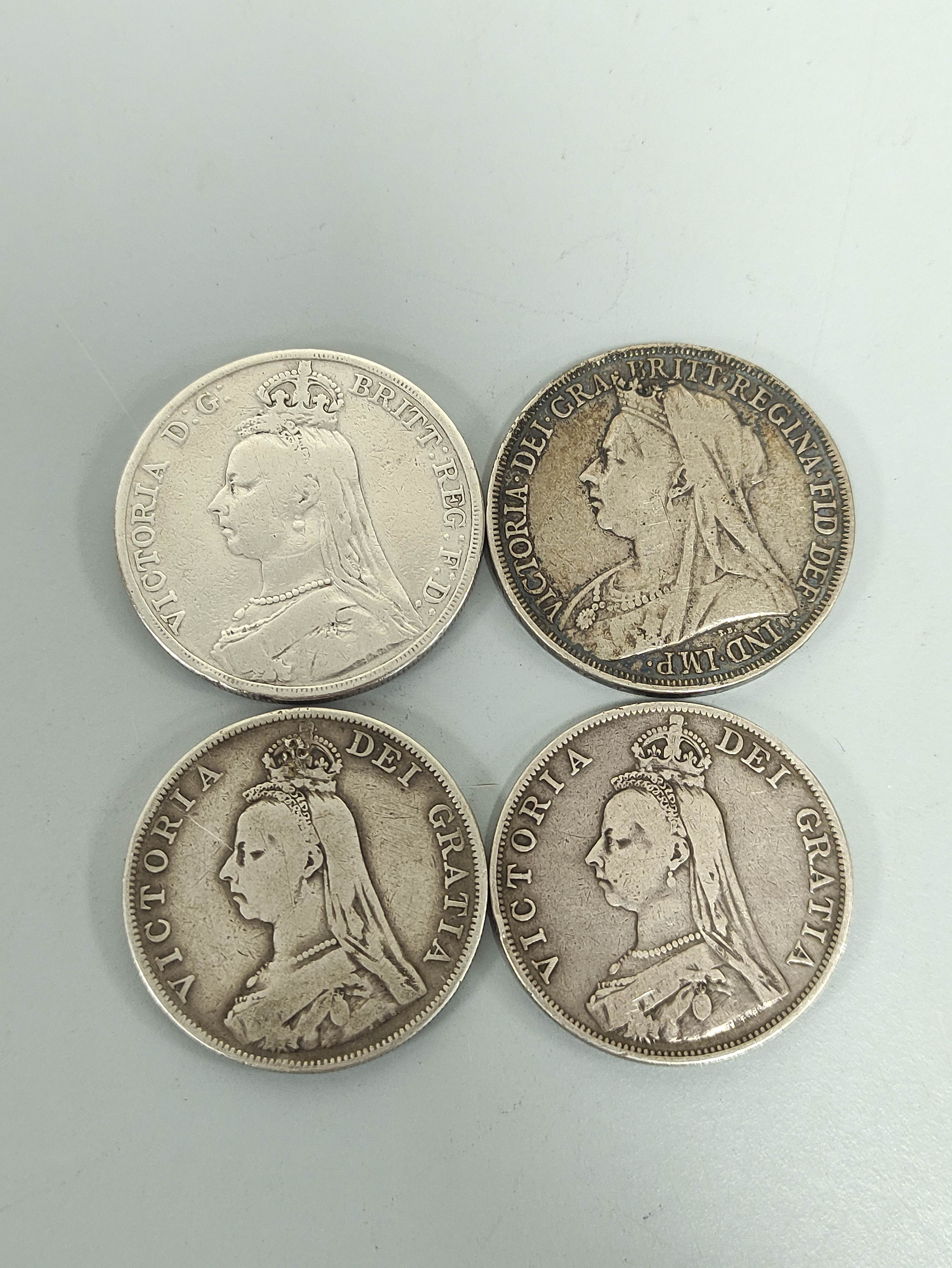 United Kingdom. Victoria. Four silver coins comprising of an 1887 double florin (mintage 483,000),