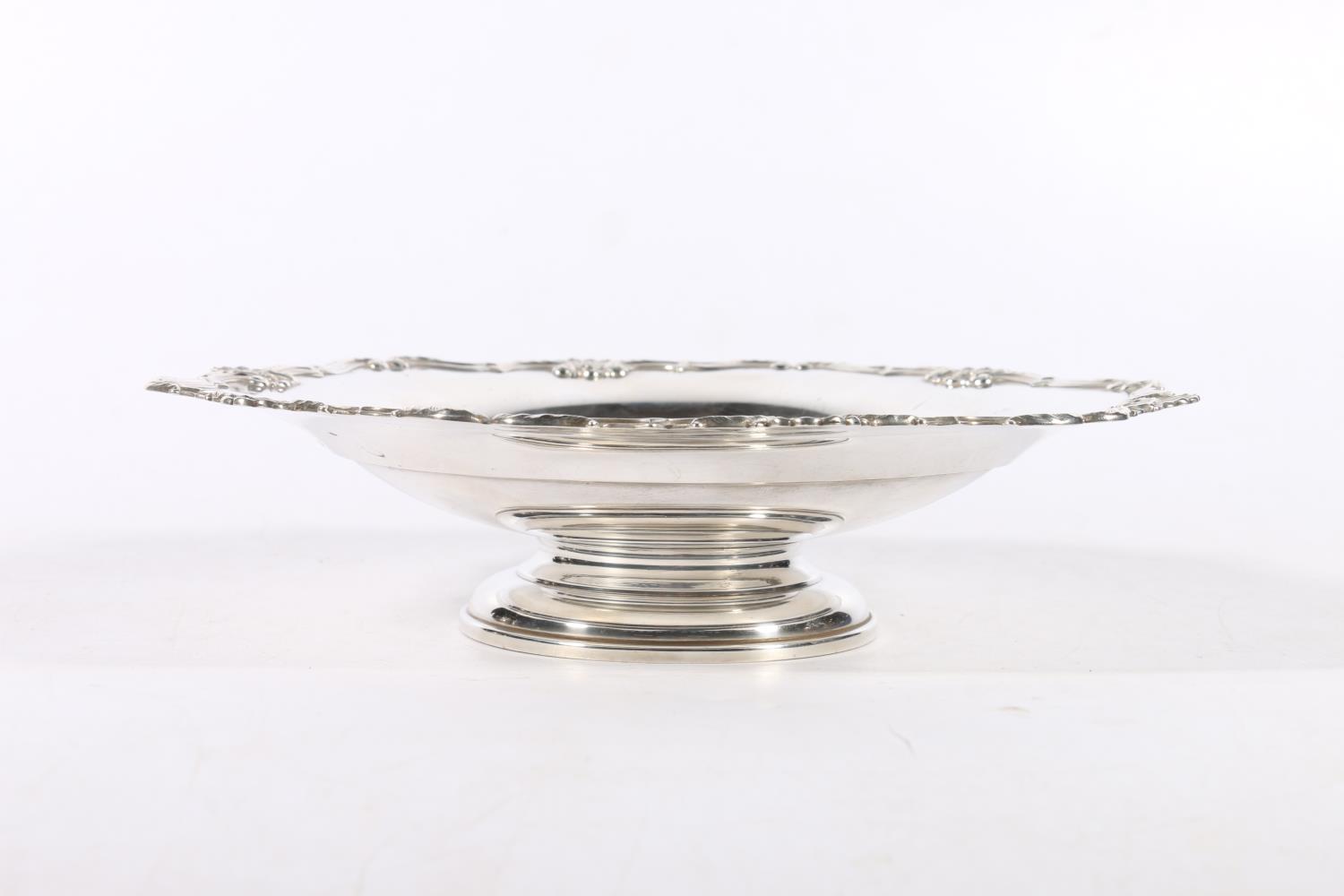 George VI silver pedestal bowl with scallop shell and C scroll edge by Adie Brothers Ltd, - Image 2 of 3