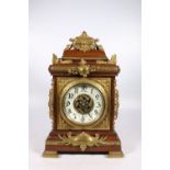 Franco/German mahogany and brass cased mantel clock, the movement by Japy Freres of Paris striking