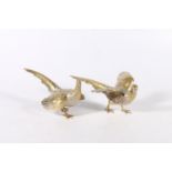 Two silver and parcel gilt table pheasants by Israel Freeman & Son Ltd, import marks for London,