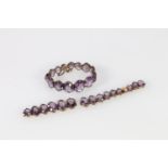 Gilt metal faceted amethyst ribbon bracelet, and another similar.  (a/f)