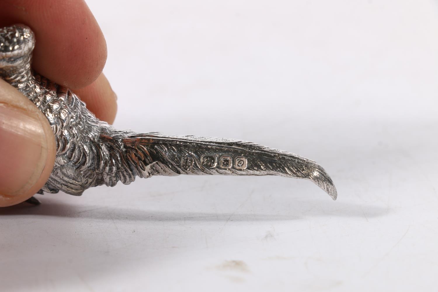 Contemporary silver miniature model of a pheasant by Edward Barnard & Sons Ltd, London, 1969, 7cm - Image 2 of 2