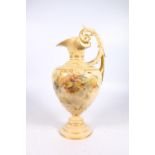 Royal Worcester blush ivory porcelain ewer jug, hand-painted with spider and leaf design, pattern