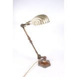 John Dugdill & Co Art Deco industrial engineer's adjustable table lamp with scallop shell shade.