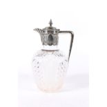 Victorian silver mounted cut glass claret jug by Atkin Brothers, Sheffield, 1894, 24cm tall.