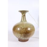 Waistel Cooper (1921-2003), a studio pottery baluster lamp with drip glaze, signature to the